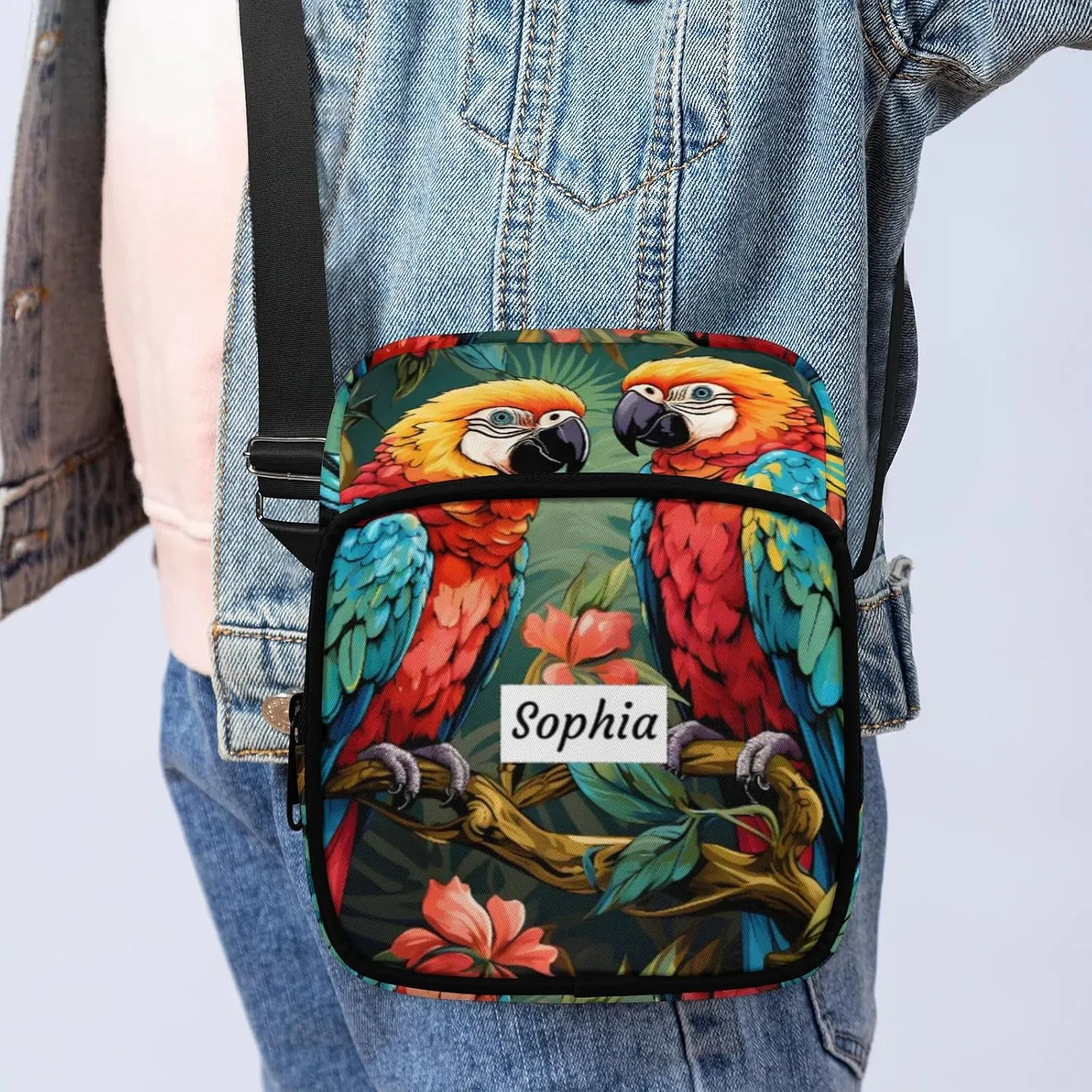 TropicalLife Personalized Crossbody Bag for Women Men Custom Name Messenger Bags