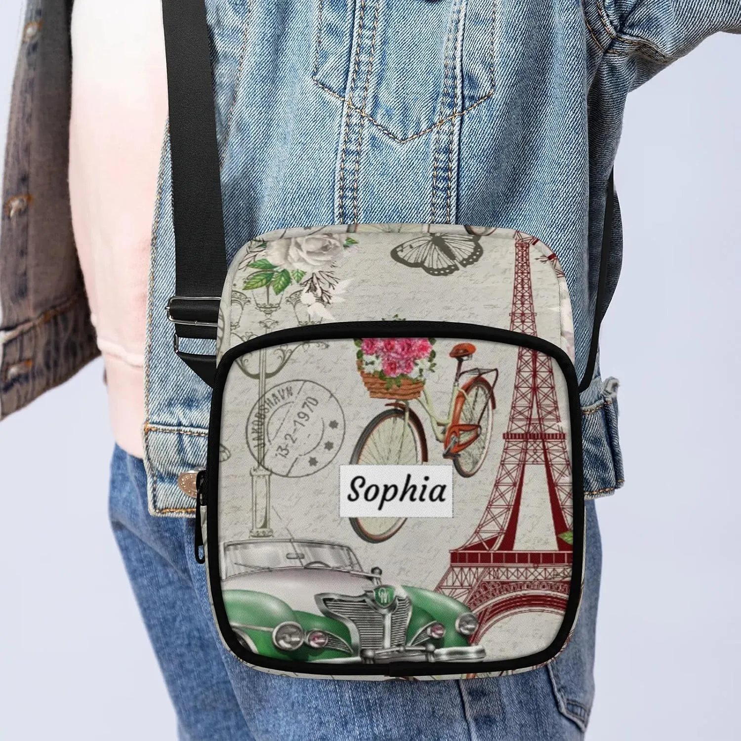 TropicalLife Personalized Crossbody Bag for Women Men Custom Name Messenger Bags