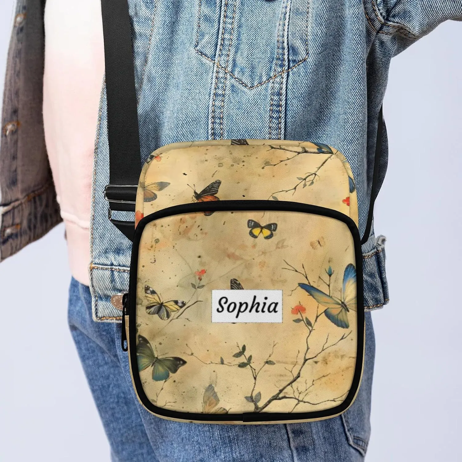 TropicalLife Personalized Crossbody Bag for Women Men Custom Name Messenger Bags