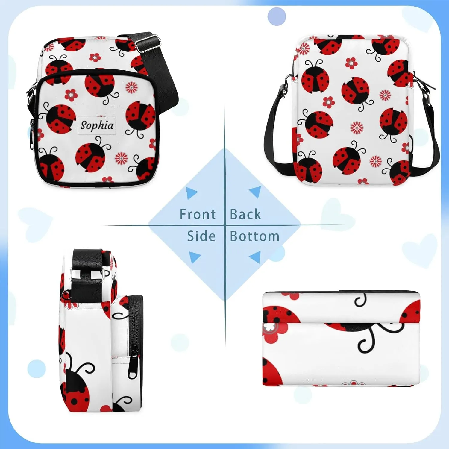 TropicalLife Personalized Crossbody Bag for Women Men Custom Name Messenger Bags