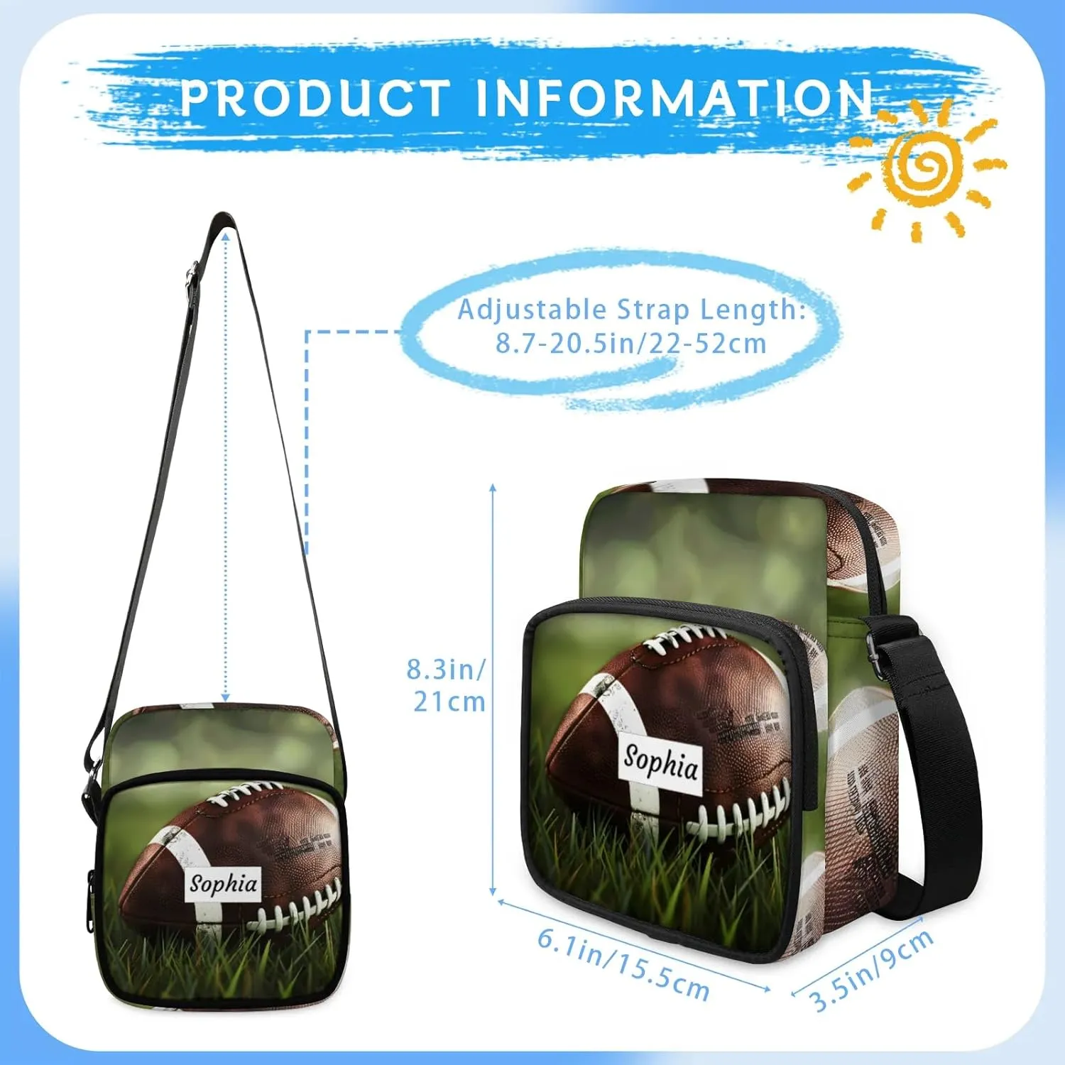 TropicalLife Personalized Crossbody Bag for Women Men Custom Name Messenger Bags