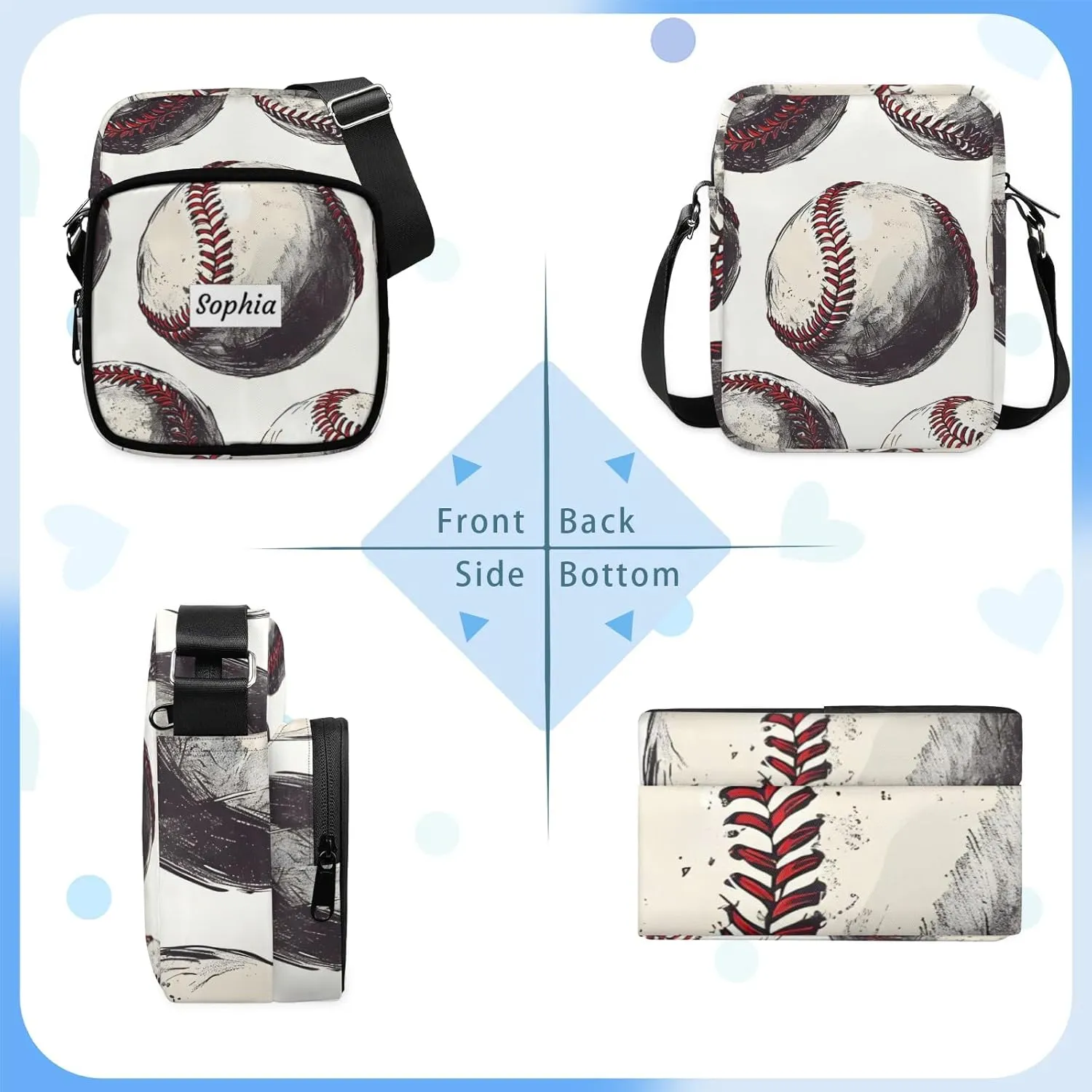 TropicalLife Personalized Crossbody Bag for Women Men Custom Name Messenger Bags