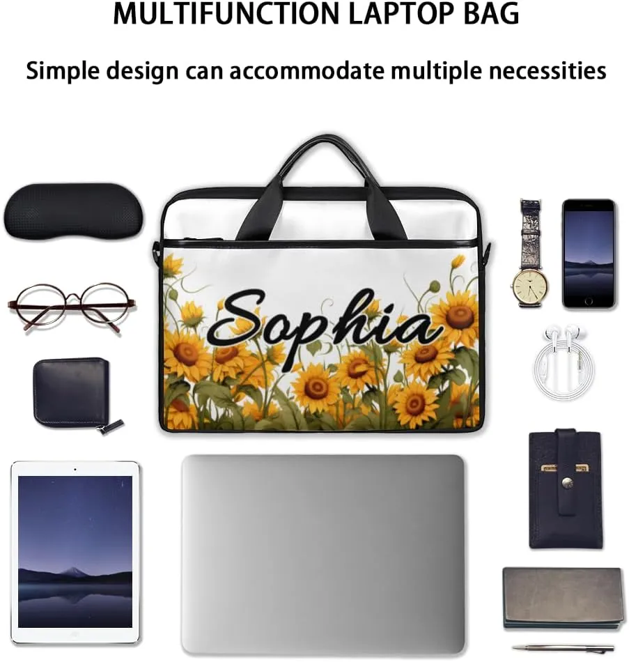 TropicalLife Personalized Laptop Bag 15 Inch Custom Sleeve Case with Handle Shoulder Strap Computer Messenger Bag