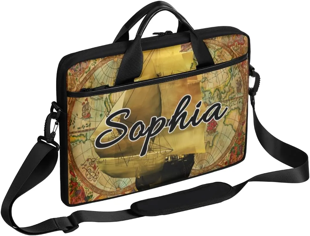 TropicalLife Personalized Laptop Bag 15 Inch Custom Sleeve Case with Handle Shoulder Strap Computer Messenger Bag