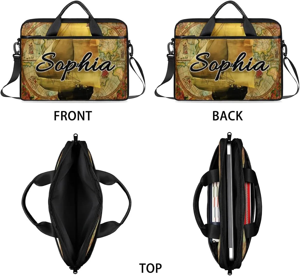 TropicalLife Personalized Laptop Bag 15 Inch Custom Sleeve Case with Handle Shoulder Strap Computer Messenger Bag