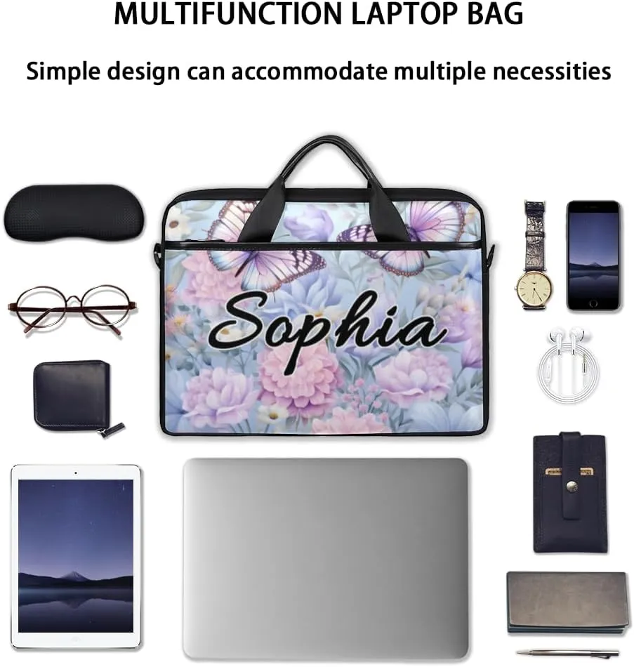 TropicalLife Personalized Laptop Bag 15 Inch Custom Sleeve Case with Handle Shoulder Strap Computer Messenger Bag