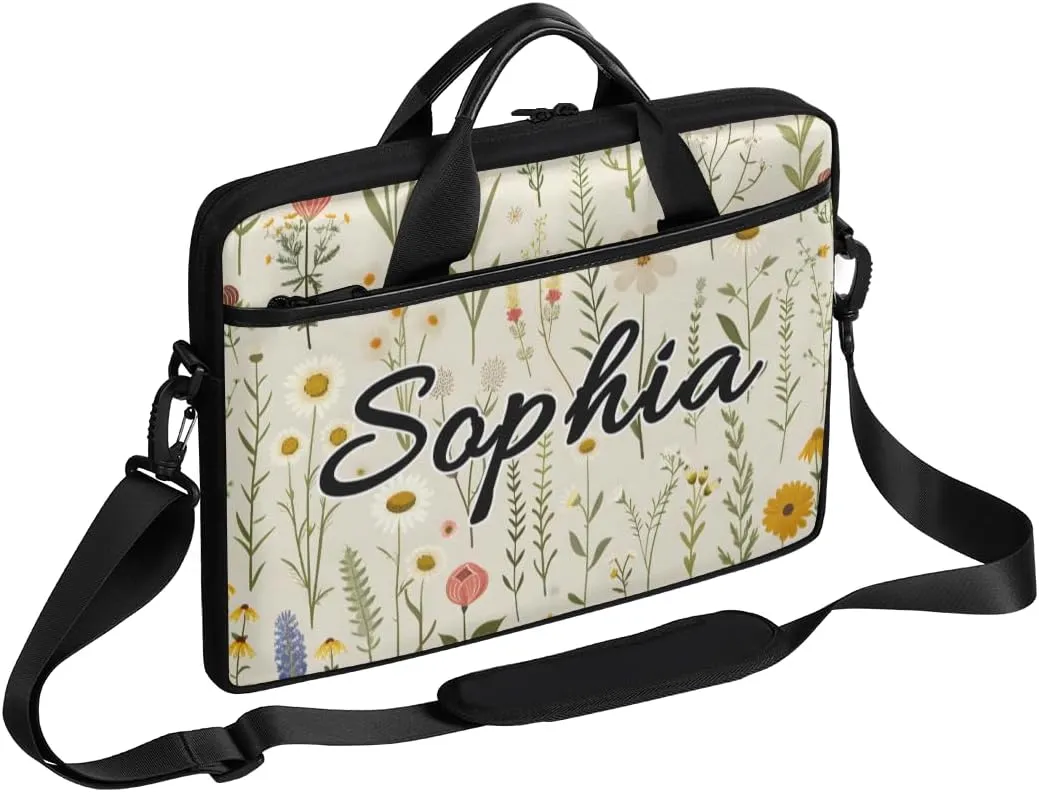 TropicalLife Personalized Laptop Bag 15 Inch Custom Sleeve Case with Handle Shoulder Strap Computer Messenger Bag