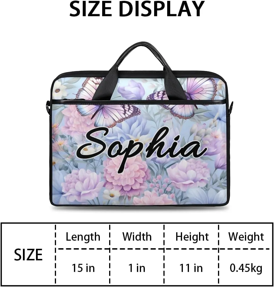 TropicalLife Personalized Laptop Bag 15 Inch Custom Sleeve Case with Handle Shoulder Strap Computer Messenger Bag