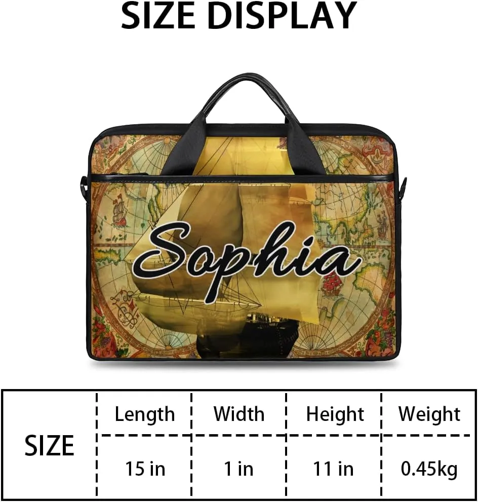TropicalLife Personalized Laptop Bag 15 Inch Custom Sleeve Case with Handle Shoulder Strap Computer Messenger Bag