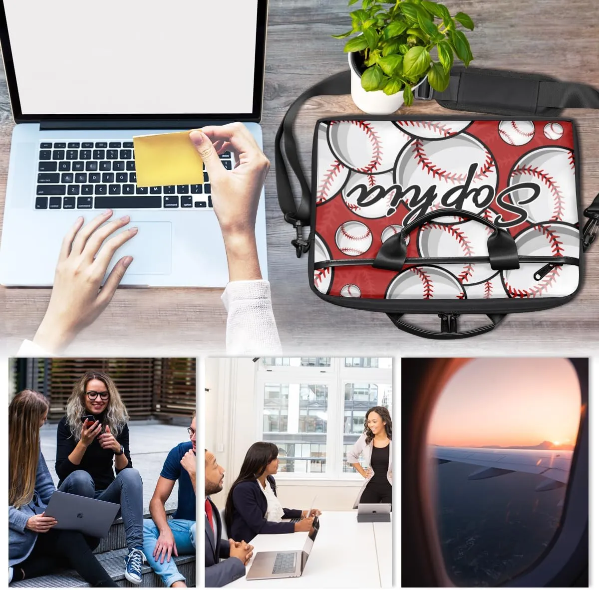 TropicalLife Personalized Laptop Bag 15 Inch Custom Sleeve Case with Handle Shoulder Strap Computer Messenger Bag