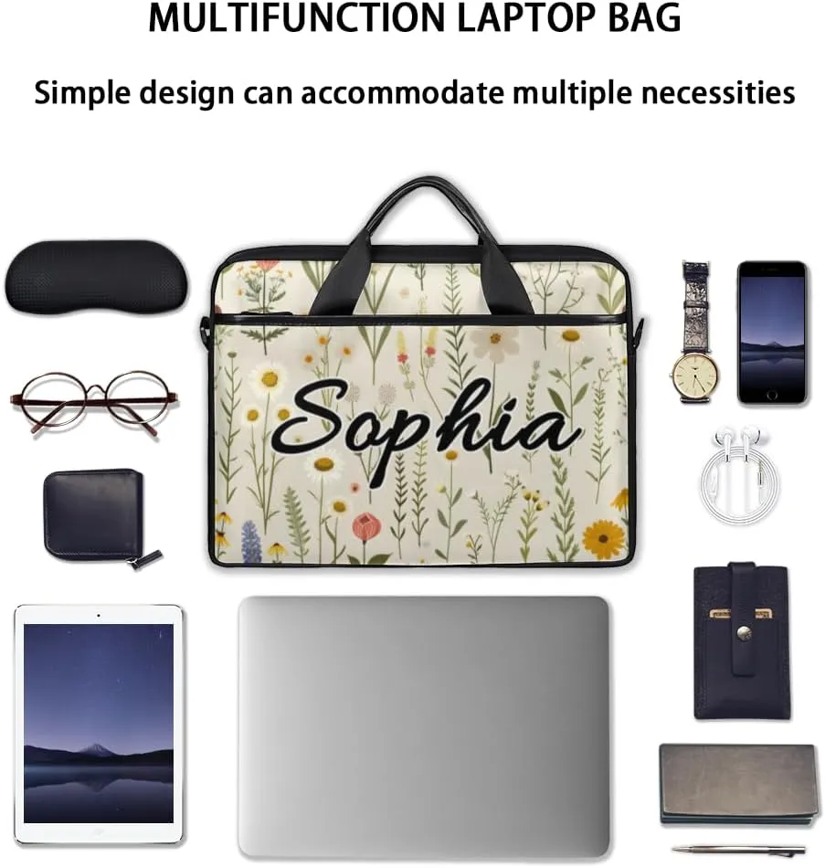 TropicalLife Personalized Laptop Bag 15 Inch Custom Sleeve Case with Handle Shoulder Strap Computer Messenger Bag