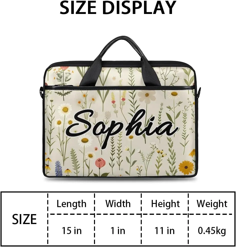 TropicalLife Personalized Laptop Bag 15 Inch Custom Sleeve Case with Handle Shoulder Strap Computer Messenger Bag