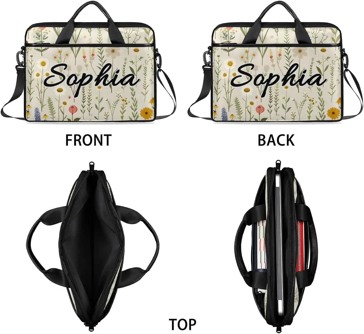 TropicalLife Personalized Laptop Bag 15 Inch Custom Sleeve Case with Handle Shoulder Strap Computer Messenger Bag