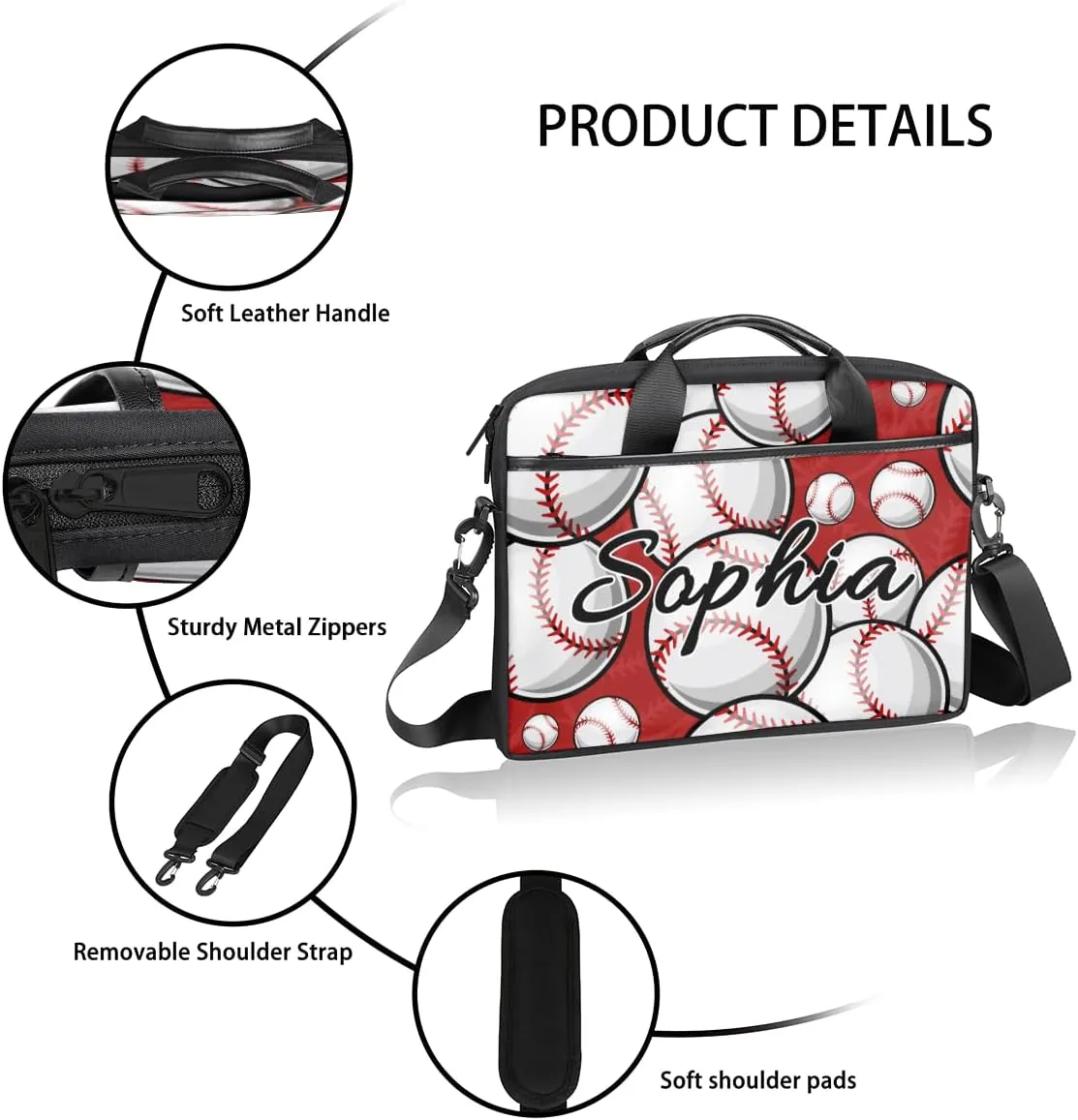 TropicalLife Personalized Laptop Bag 15 Inch Custom Sleeve Case with Handle Shoulder Strap Computer Messenger Bag