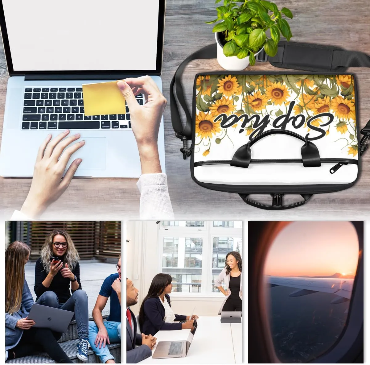 TropicalLife Personalized Laptop Bag 15 Inch Custom Sleeve Case with Handle Shoulder Strap Computer Messenger Bag