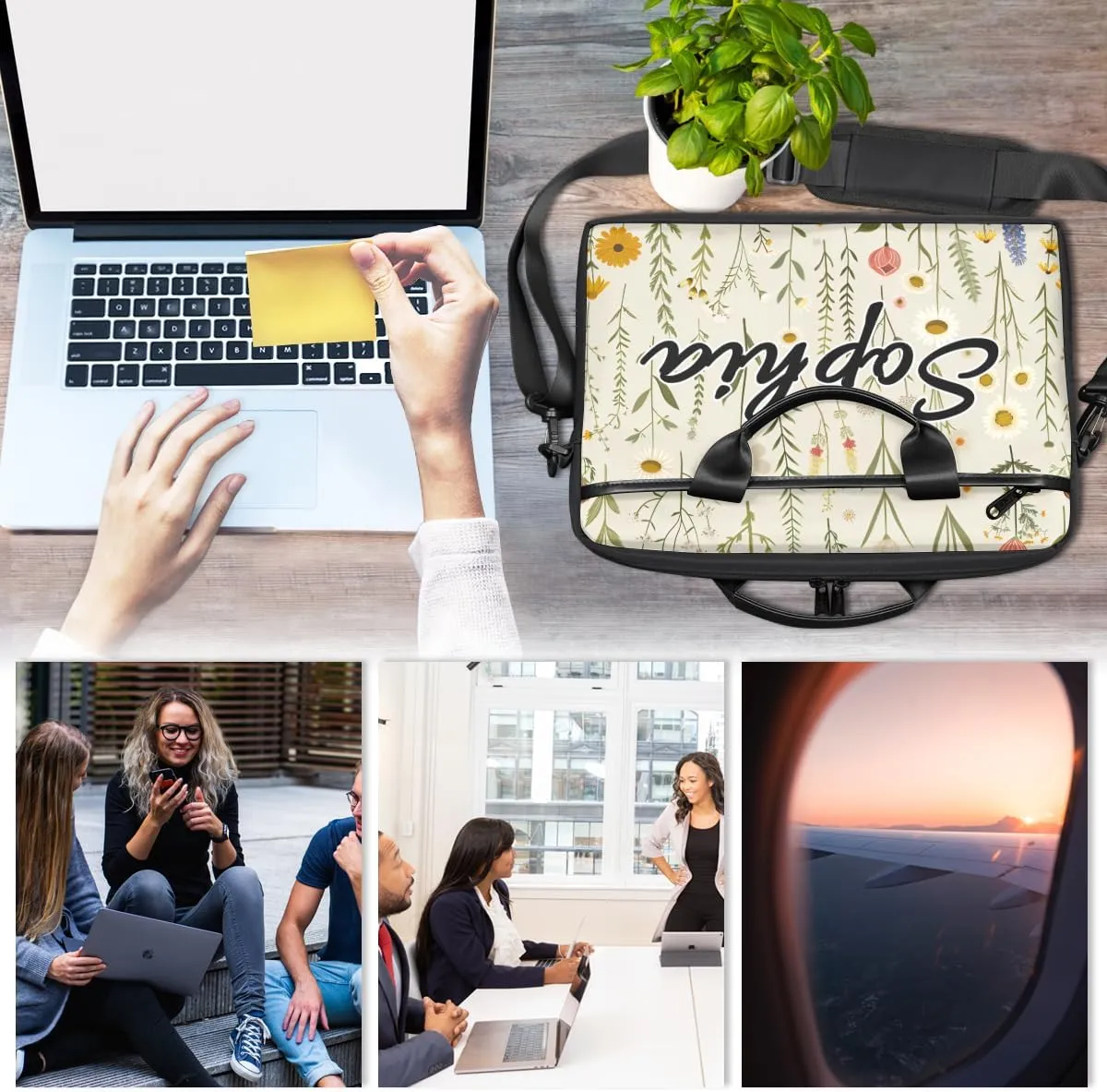 TropicalLife Personalized Laptop Bag 15 Inch Custom Sleeve Case with Handle Shoulder Strap Computer Messenger Bag