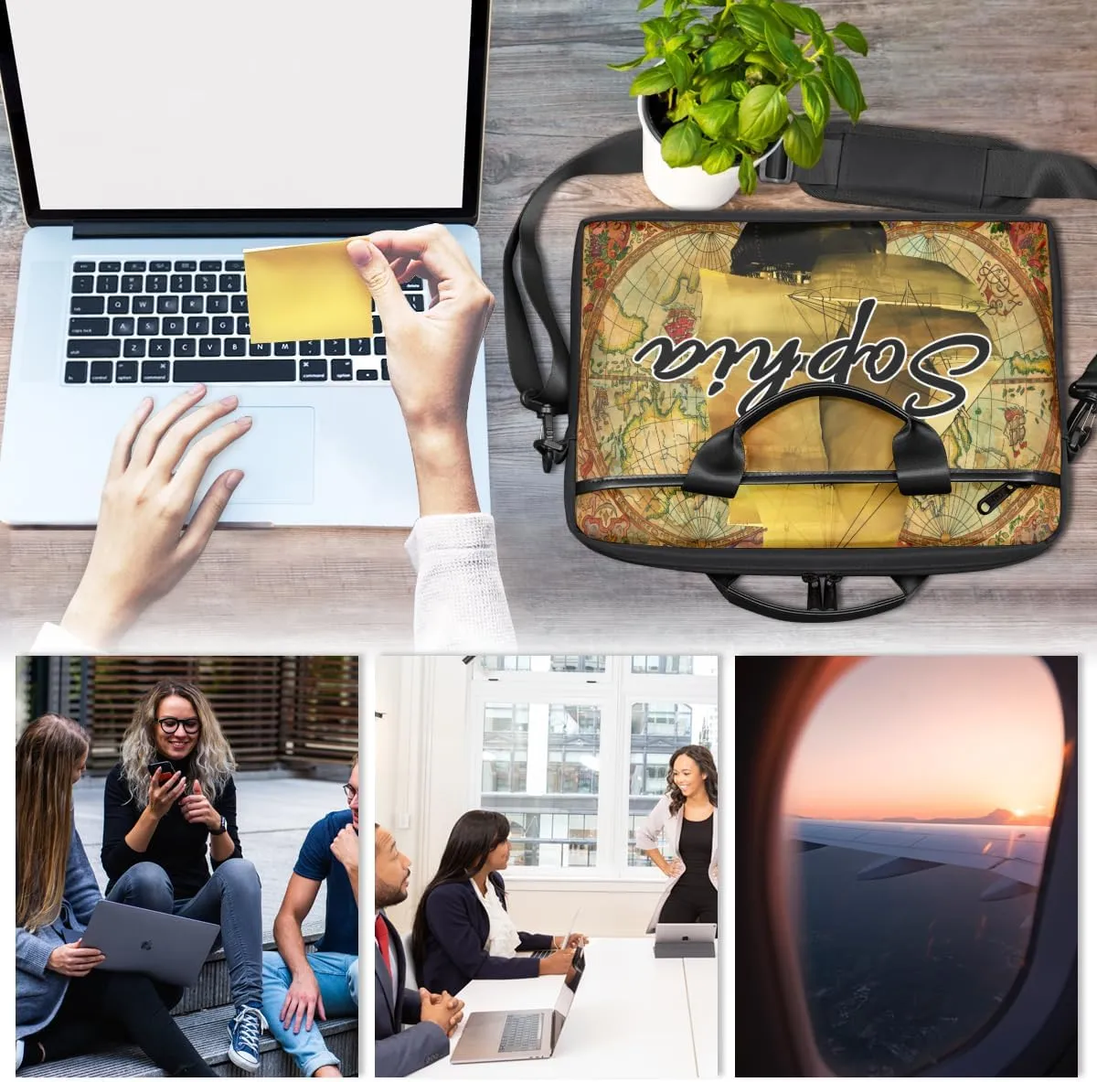 TropicalLife Personalized Laptop Bag 15 Inch Custom Sleeve Case with Handle Shoulder Strap Computer Messenger Bag