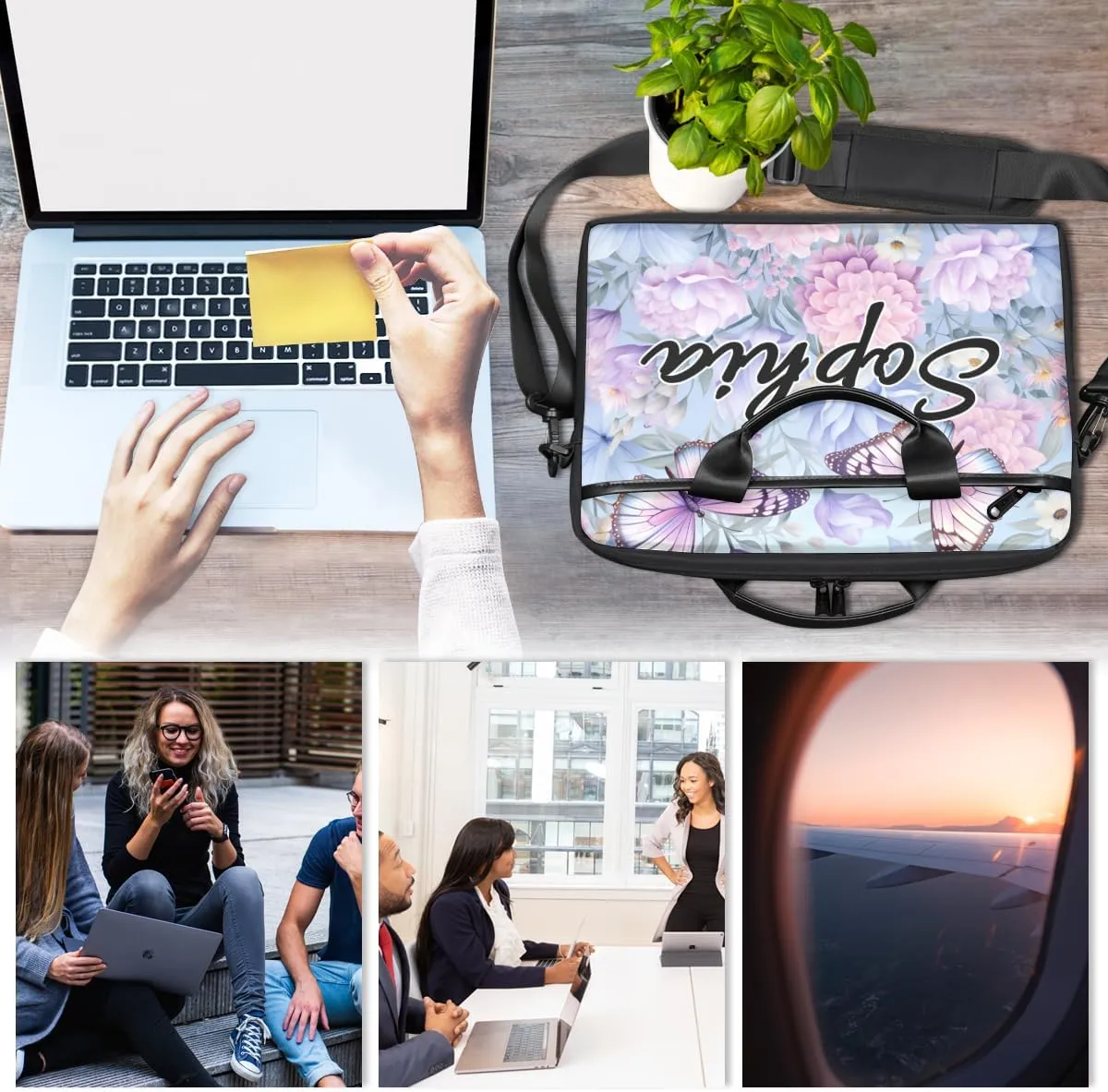 TropicalLife Personalized Laptop Bag 15 Inch Custom Sleeve Case with Handle Shoulder Strap Computer Messenger Bag
