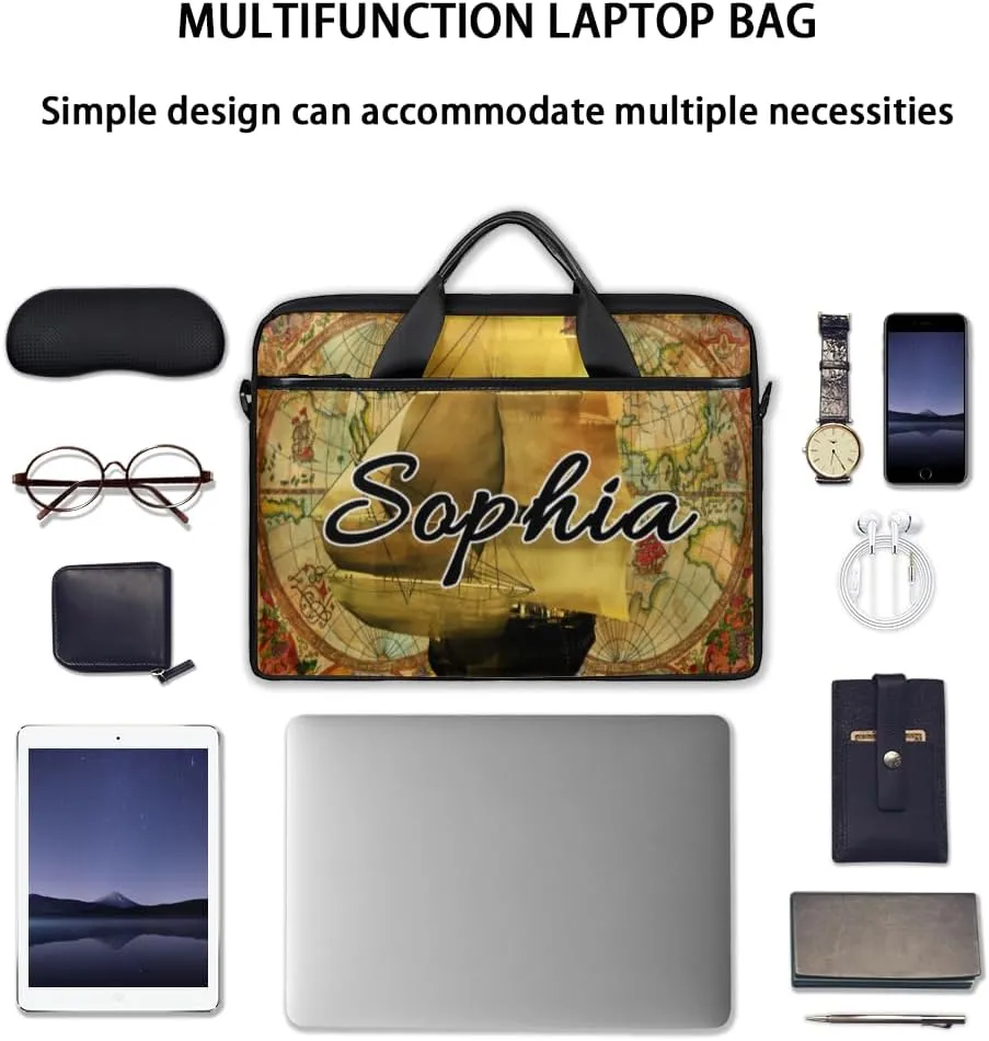 TropicalLife Personalized Laptop Bag 15 Inch Custom Sleeve Case with Handle Shoulder Strap Computer Messenger Bag