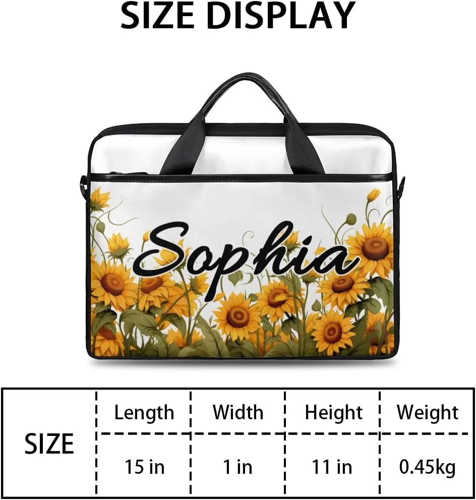 TropicalLife Personalized Laptop Bag 15 Inch Custom Sleeve Case with Handle Shoulder Strap Computer Messenger Bag