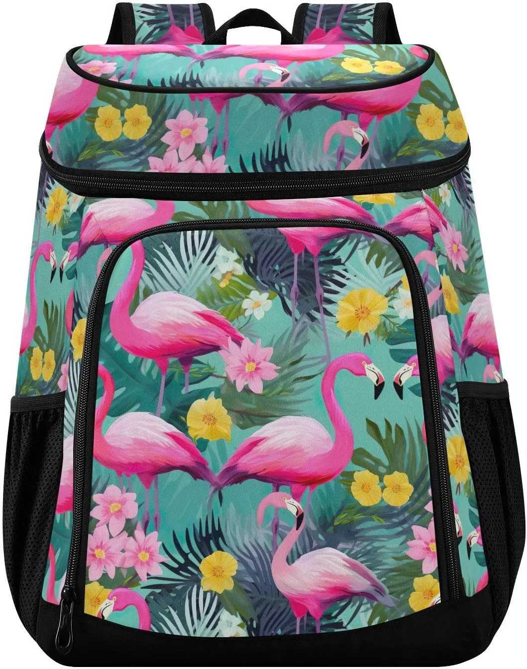 Tropics Pink Flamingo Cooler Backpack Soft Cooler Bag Insulated Soft Cooler Leakproof Back Pack Cooler Backpack for Men Picnic