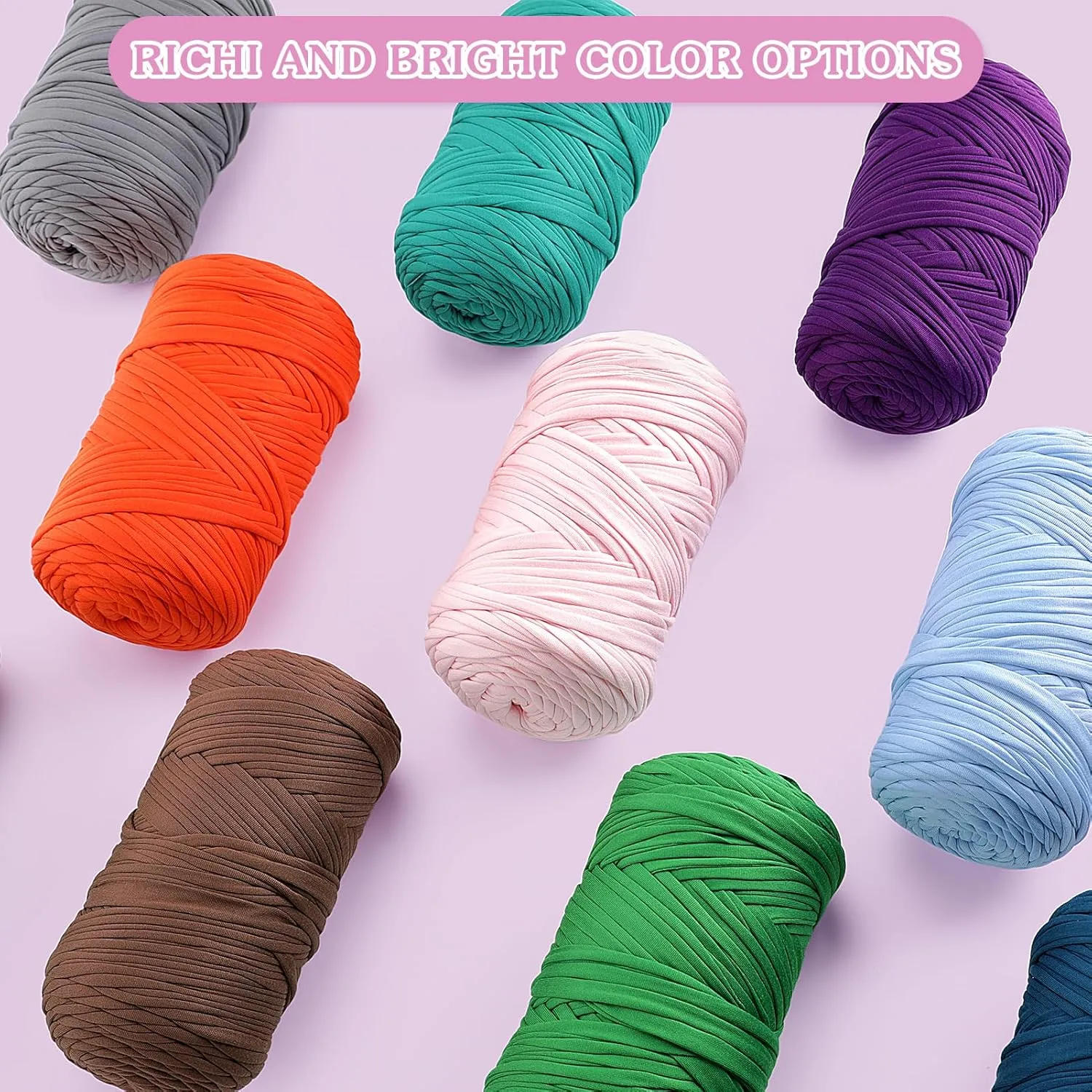 Tshirt Yarn for Crochet - 400 g/130 yds T Shirt Yarn for Crocheting Bags/Baskets/Home Decor - Soft Elastic Fabric T-Shirt Yarn with 1 Crochet Hook (1, Beige)