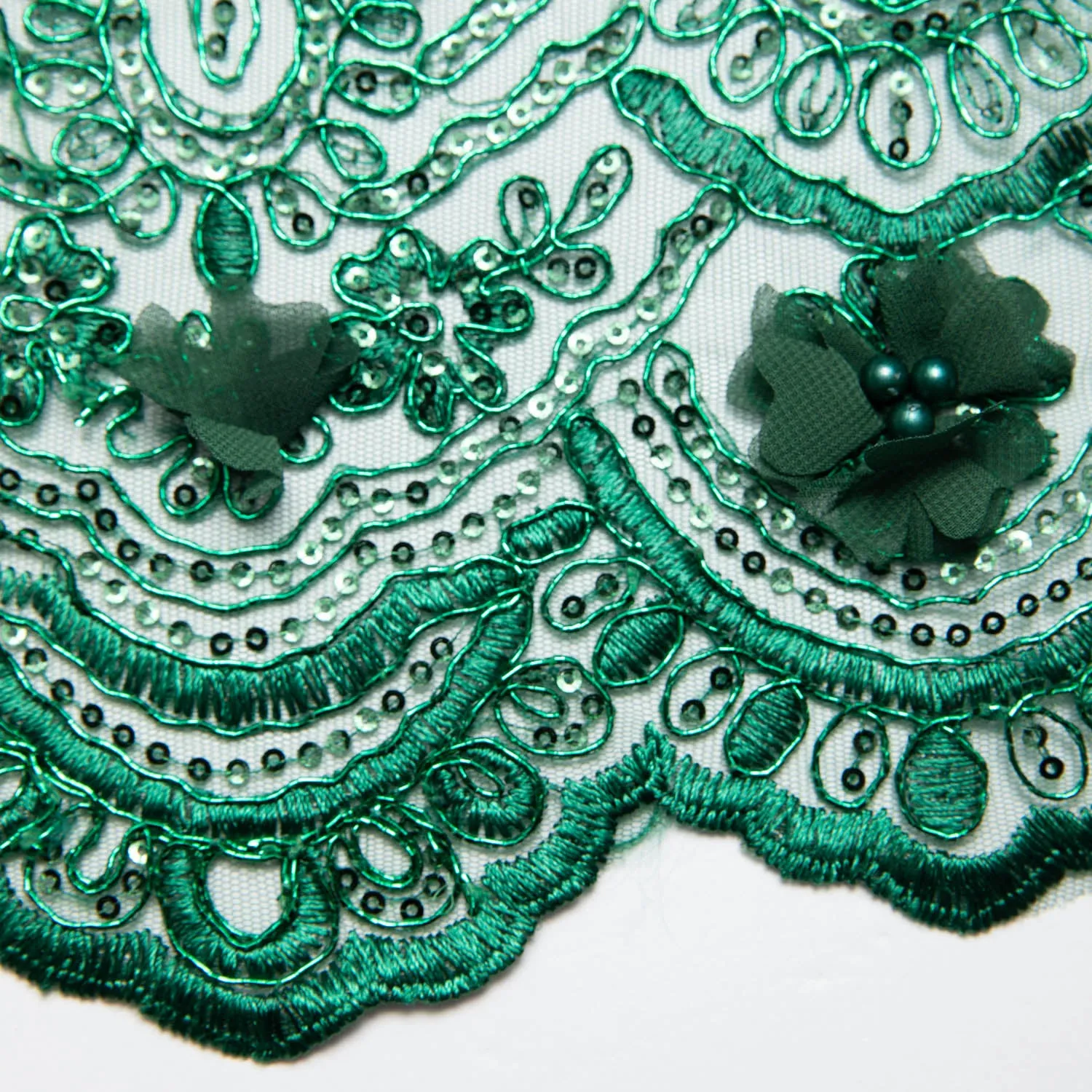 Tulle Lace Fabric Embroidered with Applique and Intricate 3D Pattern 52" Wide | Exquisite Fabric