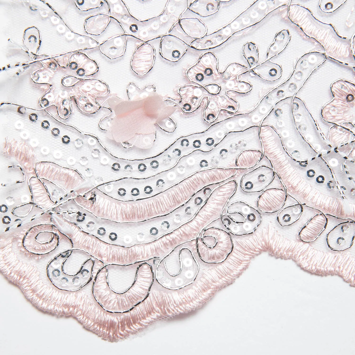 Tulle Lace Fabric Embroidered with Applique and Intricate 3D Pattern 52" Wide | Exquisite Fabric