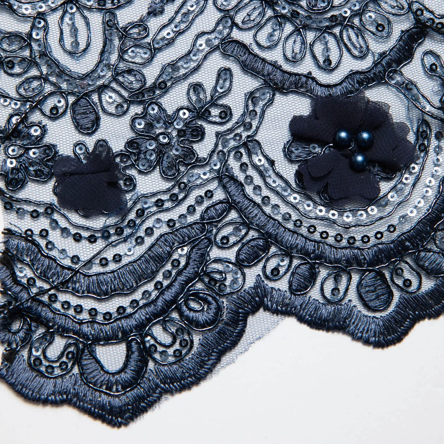 Tulle Lace Fabric Embroidered with Applique and Intricate 3D Pattern 52" Wide | Exquisite Fabric
