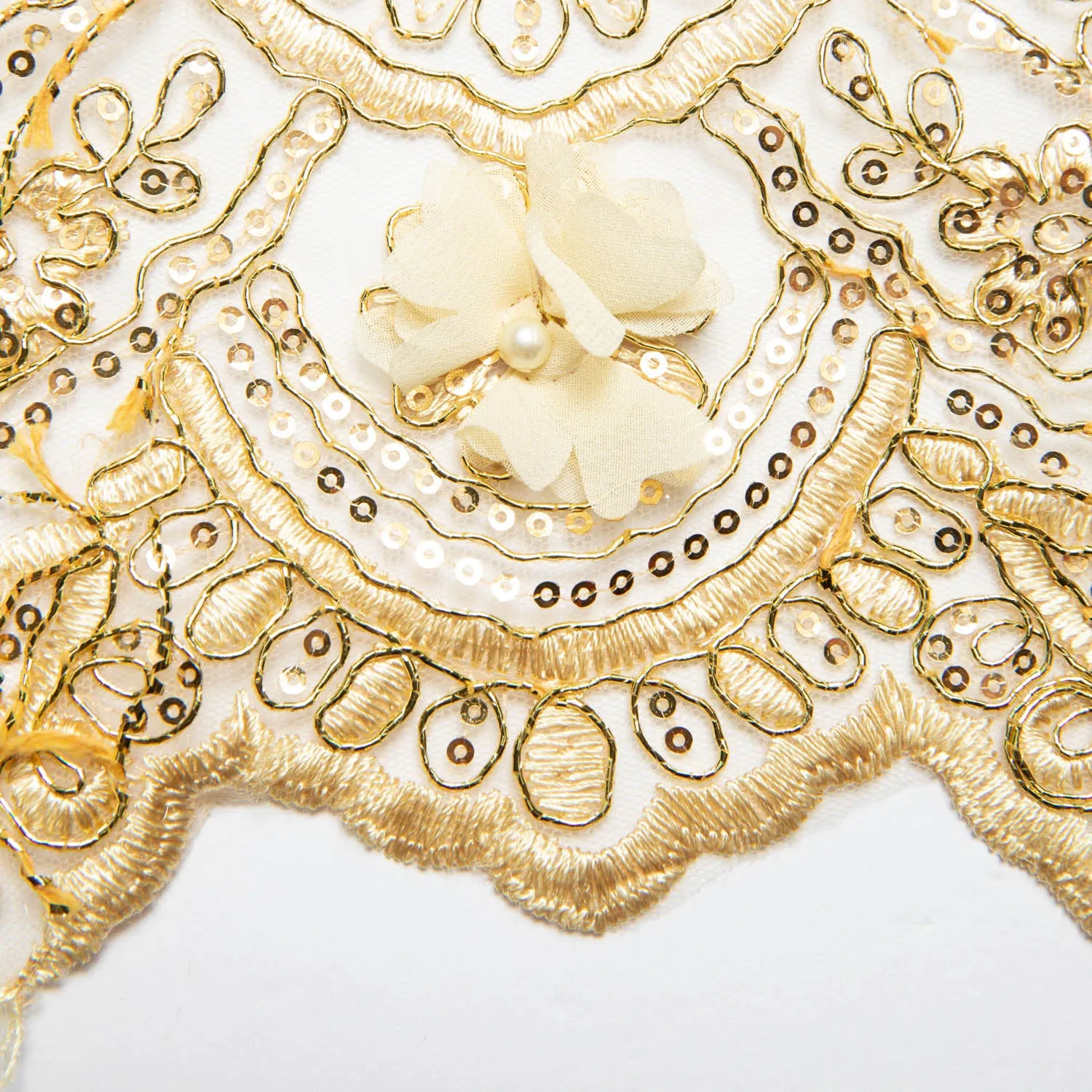 Tulle Lace Fabric Embroidered with Applique and Intricate 3D Pattern 52" Wide | Exquisite Fabric