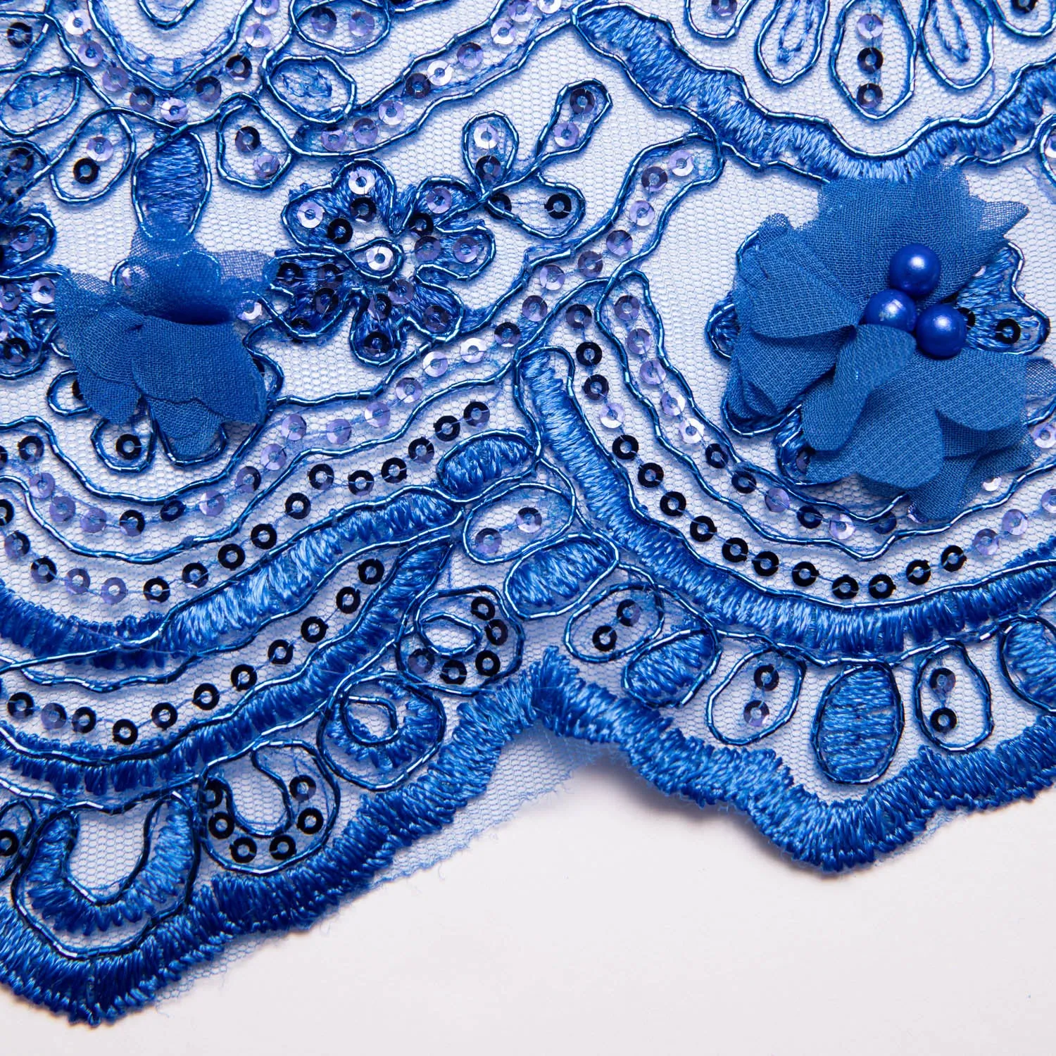 Tulle Lace Fabric Embroidered with Applique and Intricate 3D Pattern 52" Wide | Exquisite Fabric