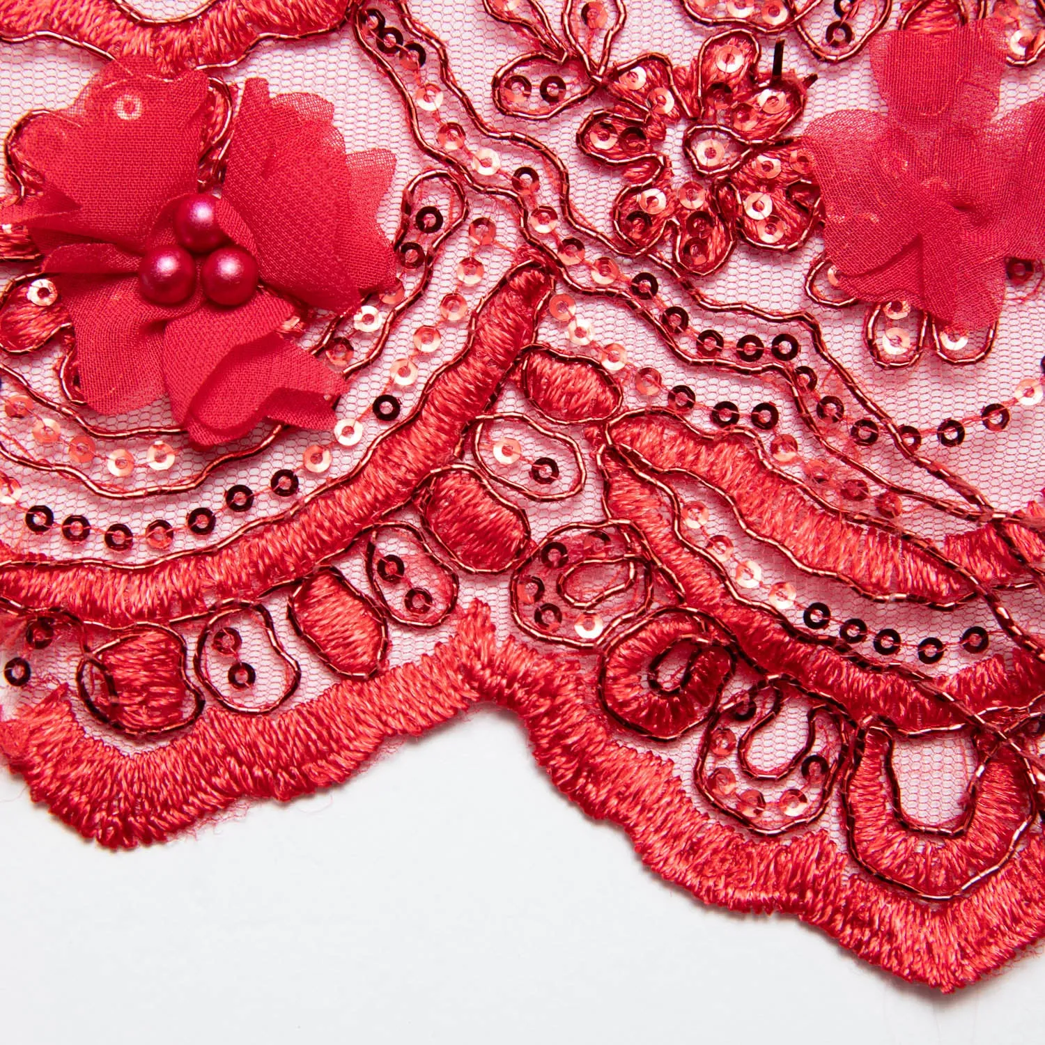 Tulle Lace Fabric Embroidered with Applique and Intricate 3D Pattern 52" Wide | Exquisite Fabric
