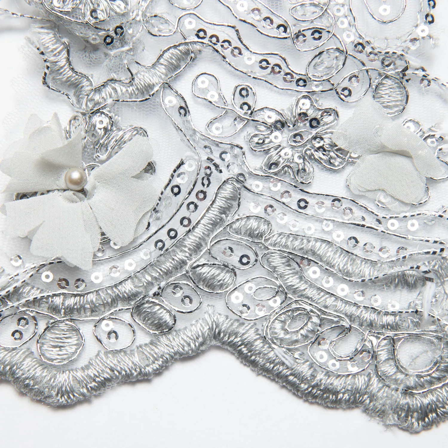 Tulle Lace Fabric Embroidered with Applique and Intricate 3D Pattern 52" Wide | Exquisite Fabric