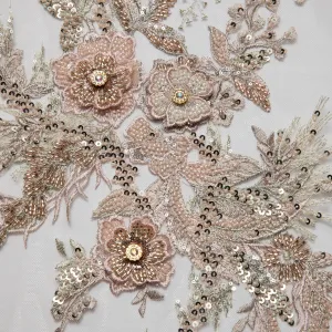 Tulle Lace Fabric Embroidered with Beautifully Extravagant 3D Floral Pattern 52" Wide | Exquisite Fabric