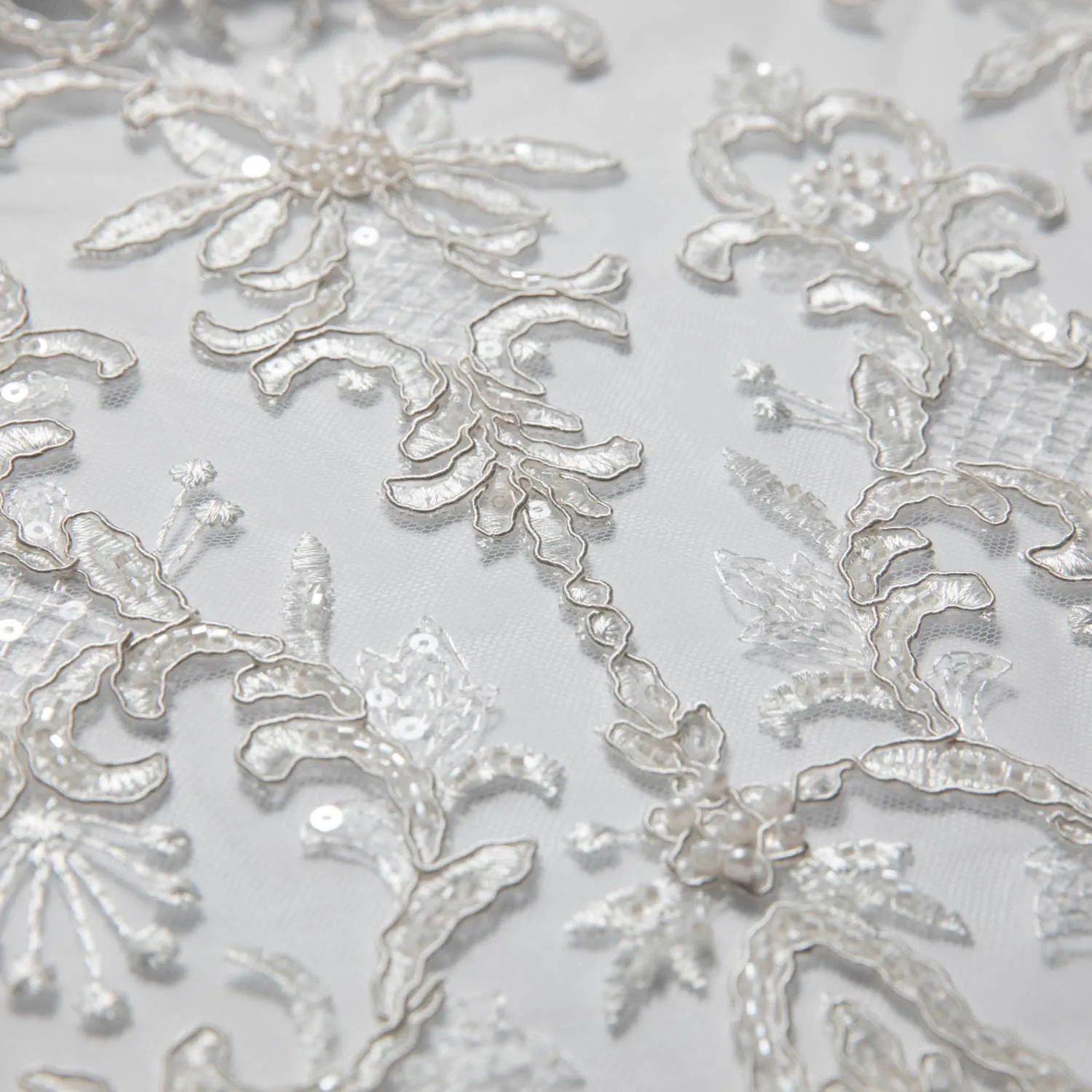 Tulle Lace Fabric Embroidered with Beautifully Intricate Design 52" Wide | Exquisite Fabric