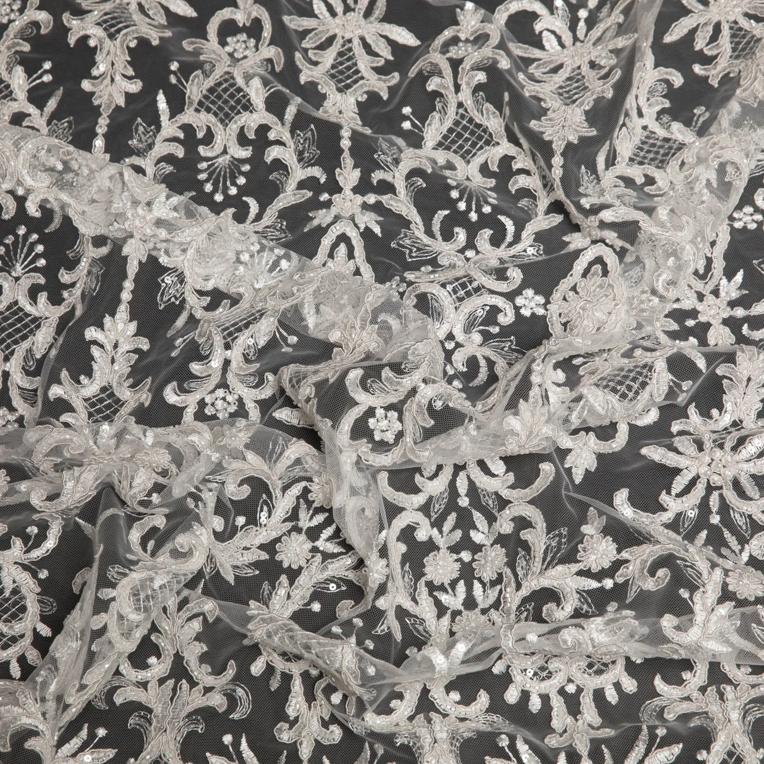 Tulle Lace Fabric Embroidered with Beautifully Intricate Design 52" Wide | Exquisite Fabric