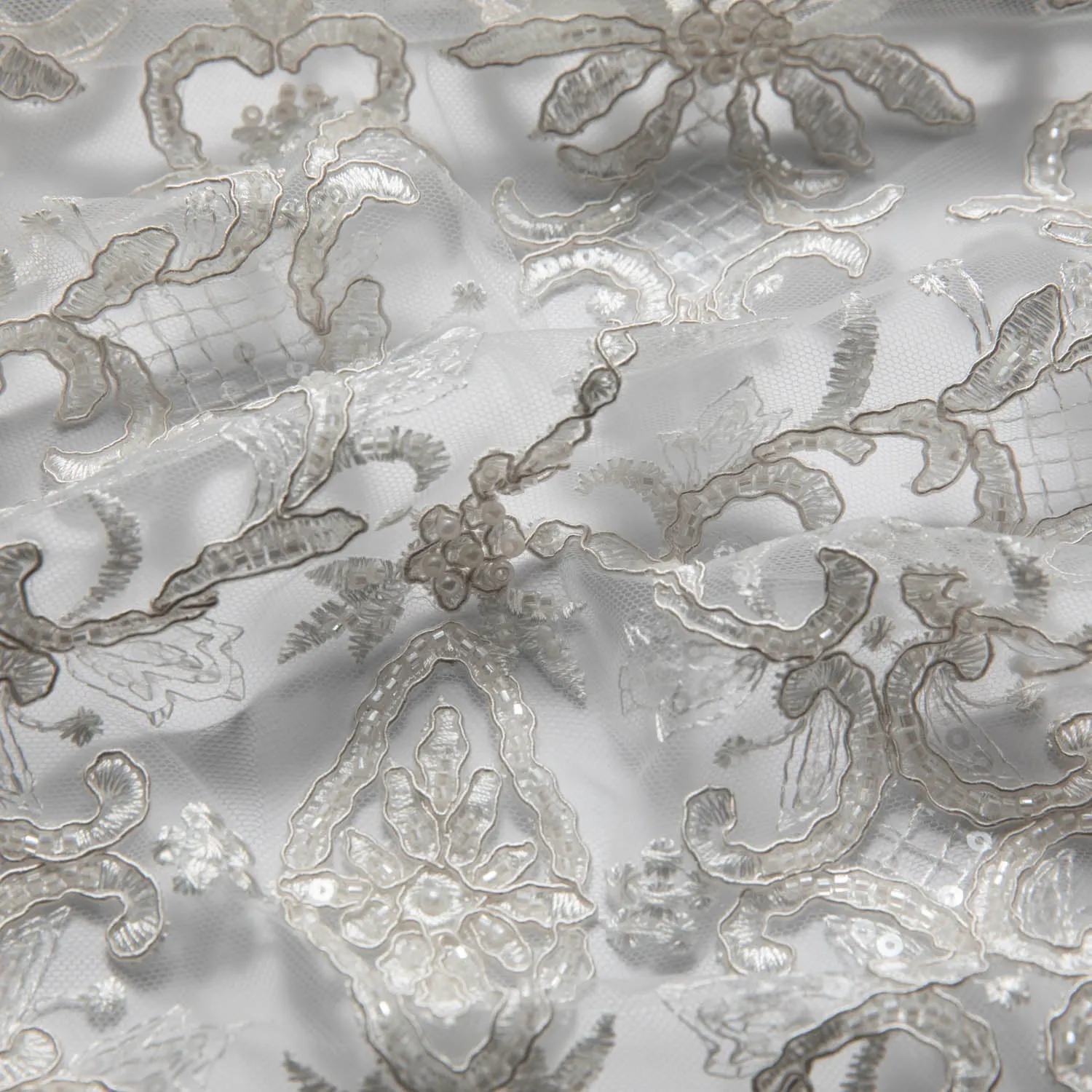 Tulle Lace Fabric Embroidered with Beautifully Intricate Design 52" Wide | Exquisite Fabric