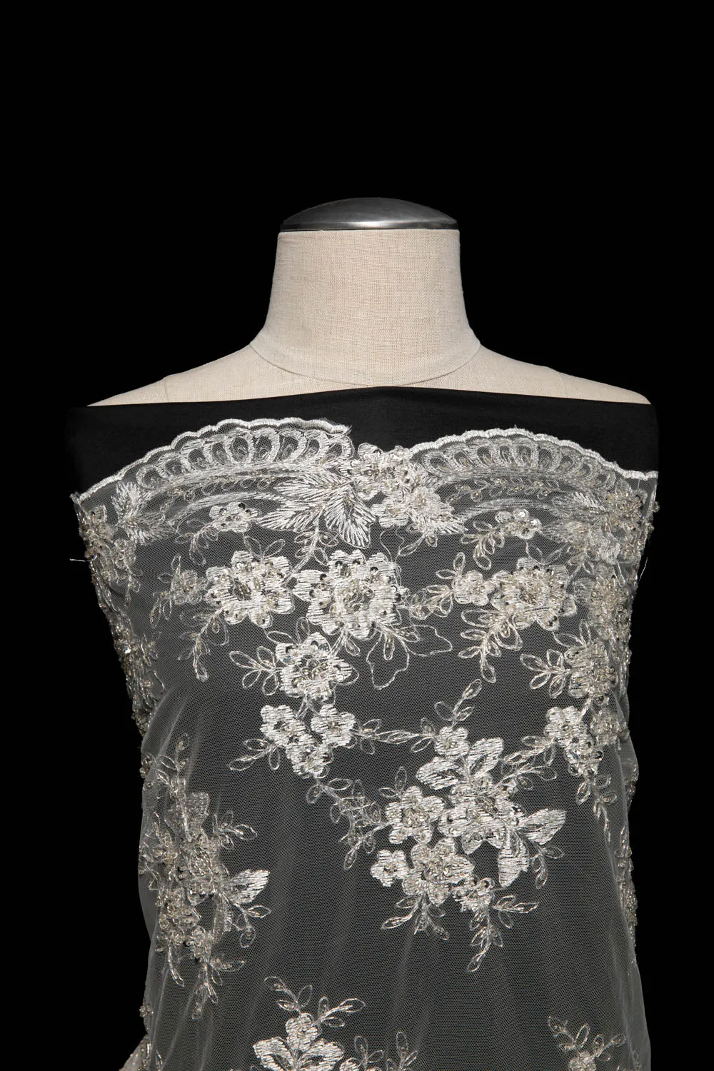 Tulle Lace Fabric Embroidered with Intricate Design 52" Wide | Exquisite Fabric
