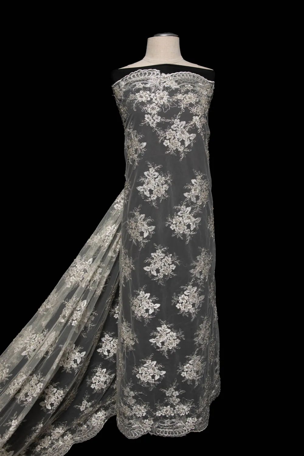 Tulle Lace Fabric Embroidered with Intricate Design 52" Wide | Exquisite Fabric