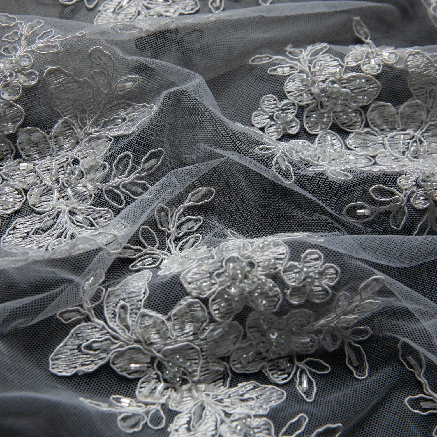 Tulle Lace Fabric Embroidered with Intricate Design 52" Wide | Exquisite Fabric