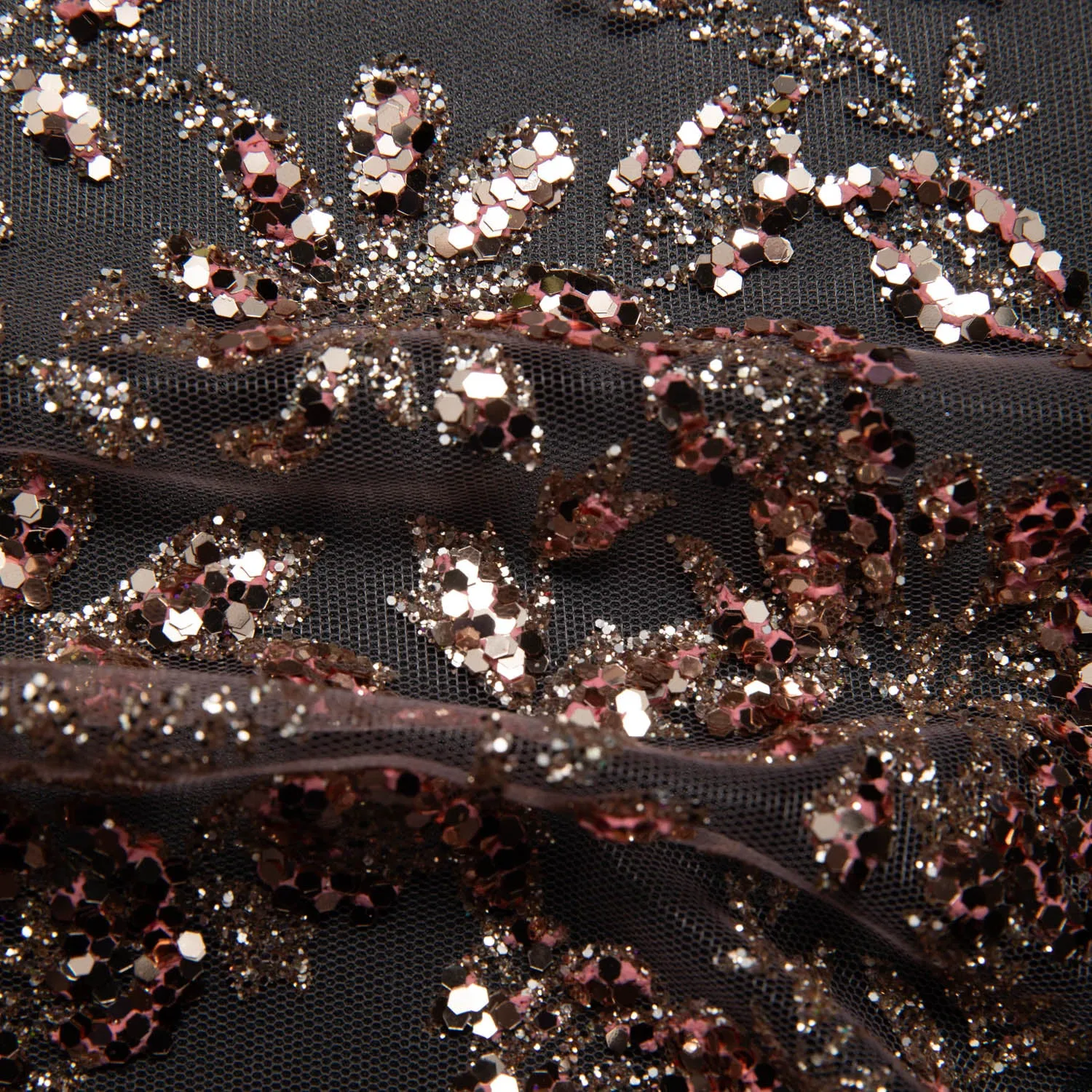 Tulle Lace Fabric with Glitter and Floral Design 58" Wide | Exquisite Fabric