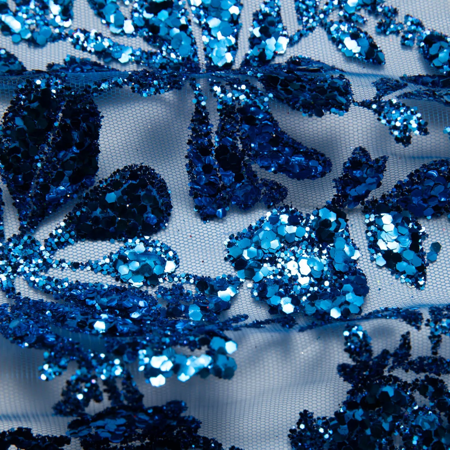 Tulle Lace Fabric with Glitter and Floral Design 58" Wide | Exquisite Fabric