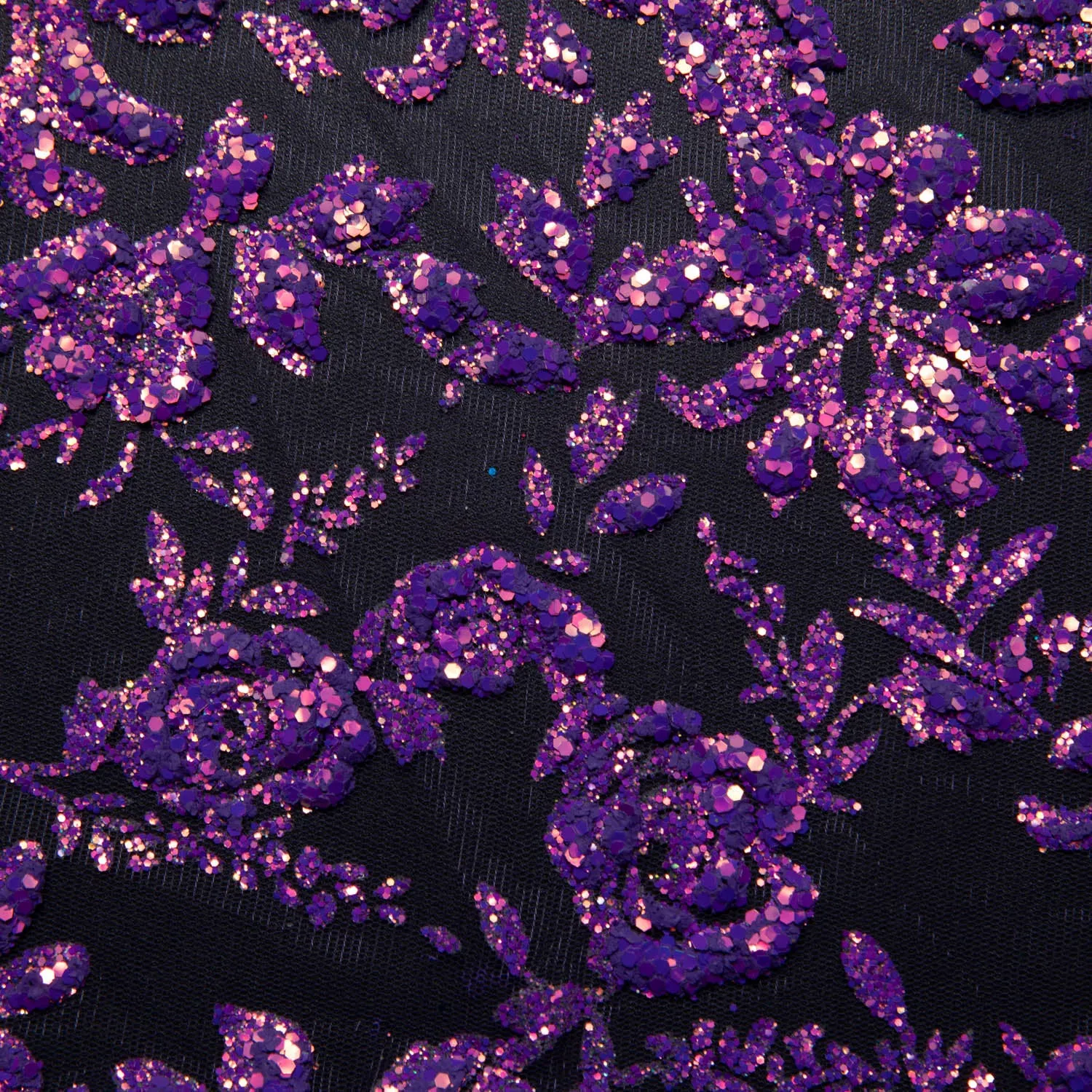 Tulle Lace Fabric with Glitter and Floral Design 58" Wide | Exquisite Fabric