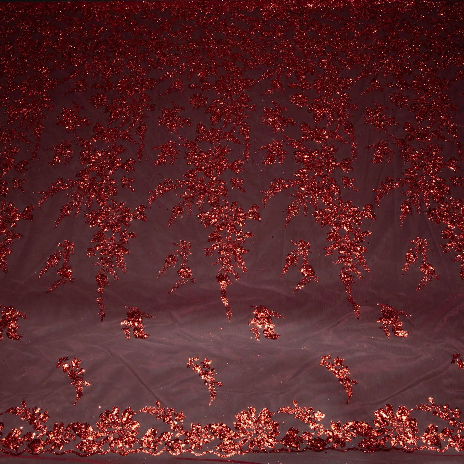 Tulle Lace Fabric with Glitter and Floral Design 58" Wide | Exquisite Fabric