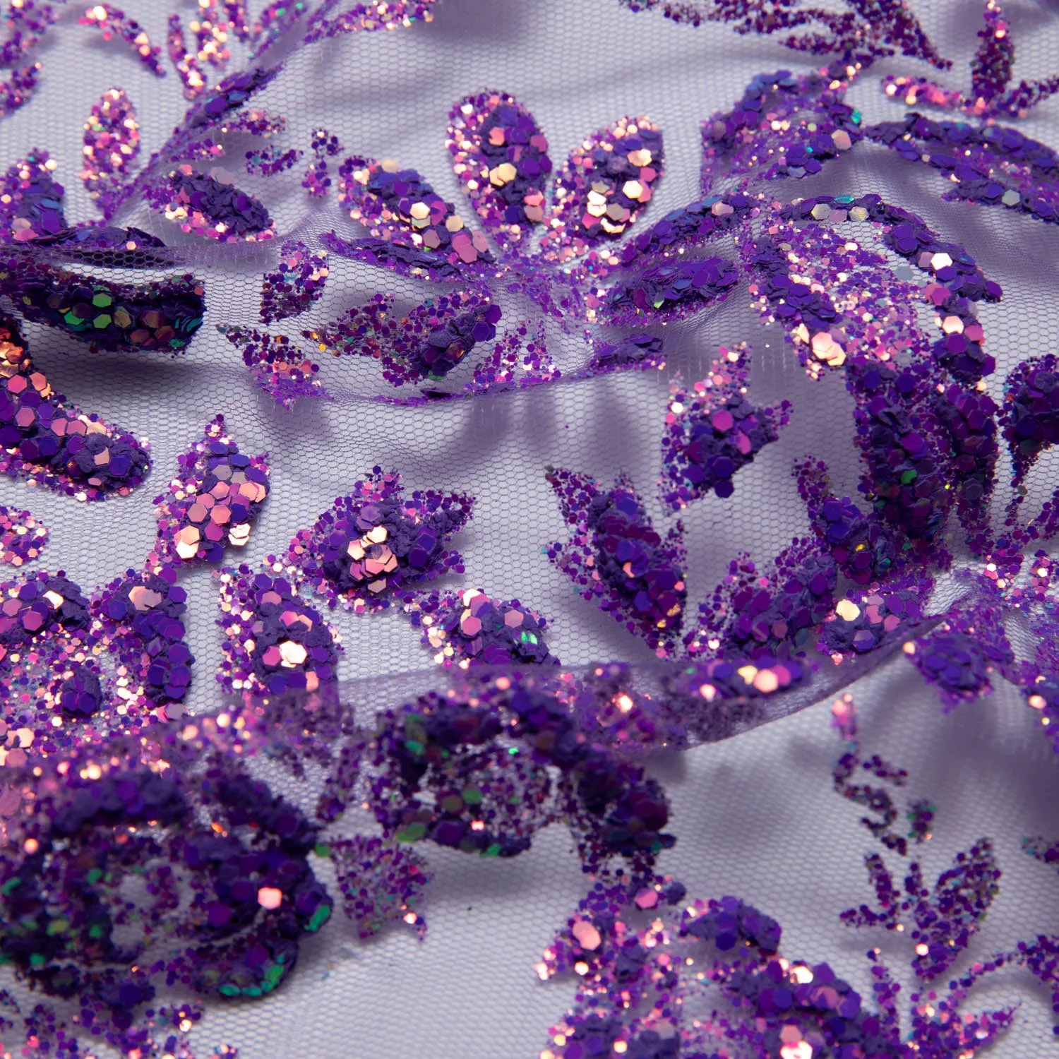 Tulle Lace Fabric with Glitter and Floral Design 58" Wide | Exquisite Fabric