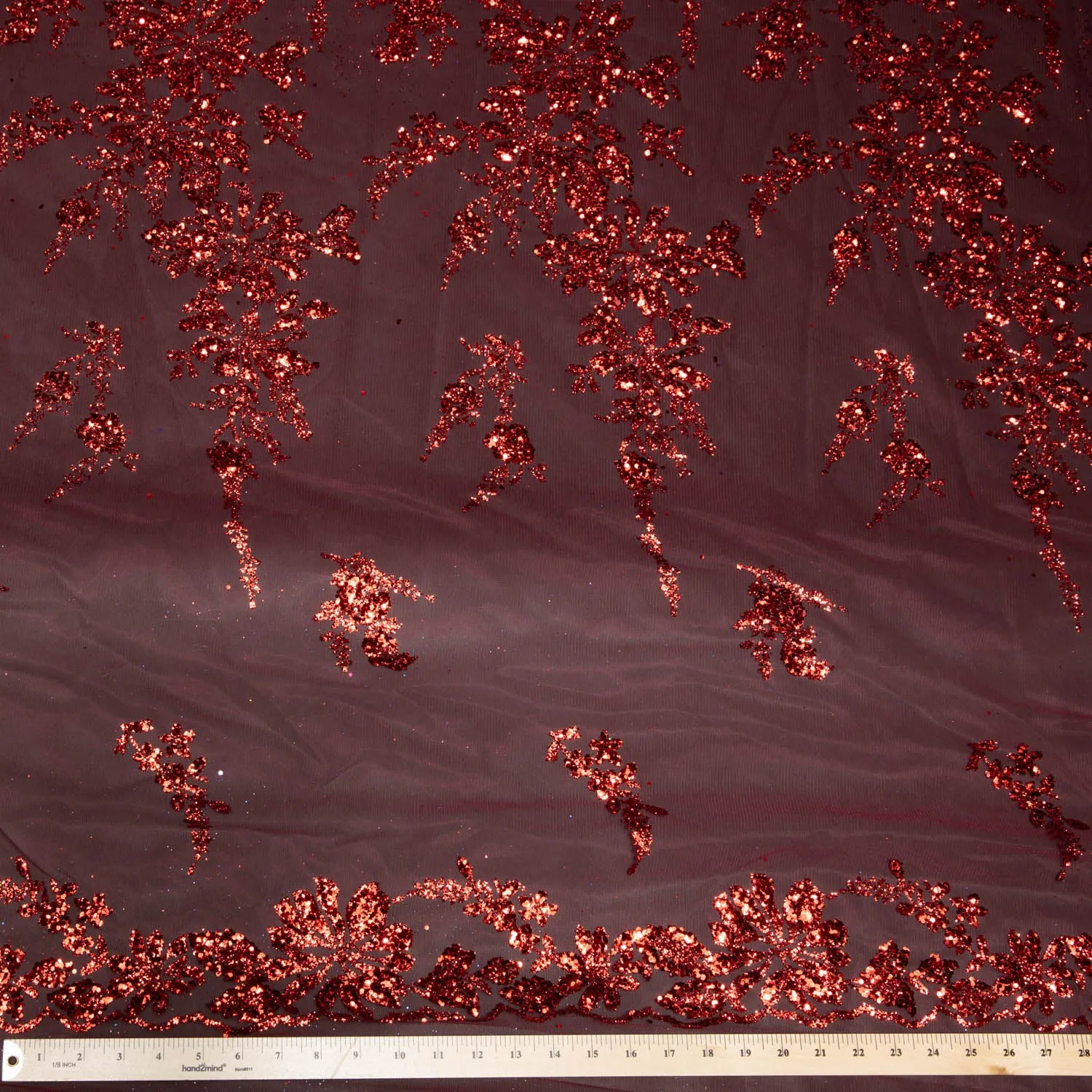 Tulle Lace Fabric with Glitter and Floral Design 58" Wide | Exquisite Fabric