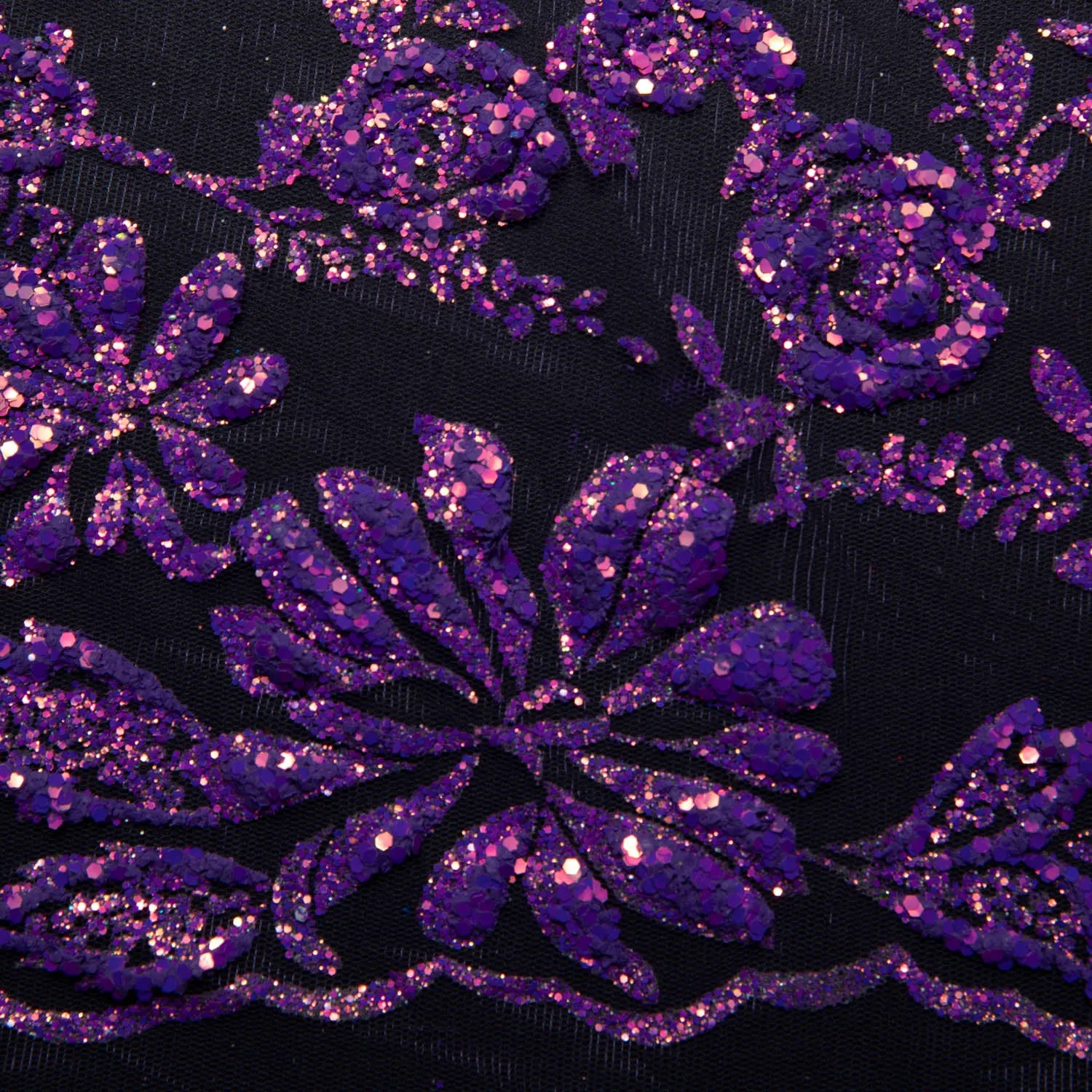 Tulle Lace Fabric with Glitter and Floral Design 58" Wide | Exquisite Fabric