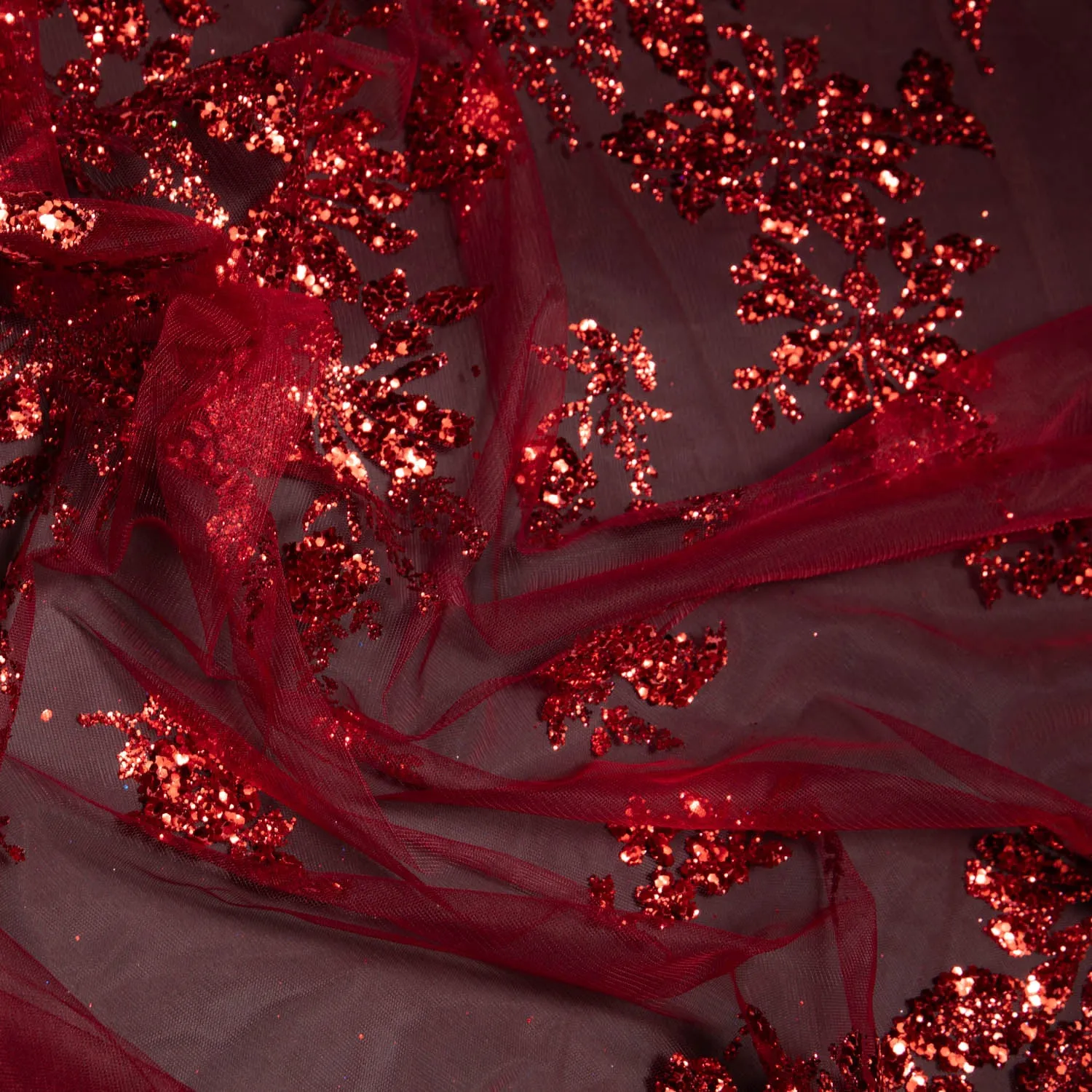 Tulle Lace Fabric with Glitter and Floral Design 58" Wide | Exquisite Fabric