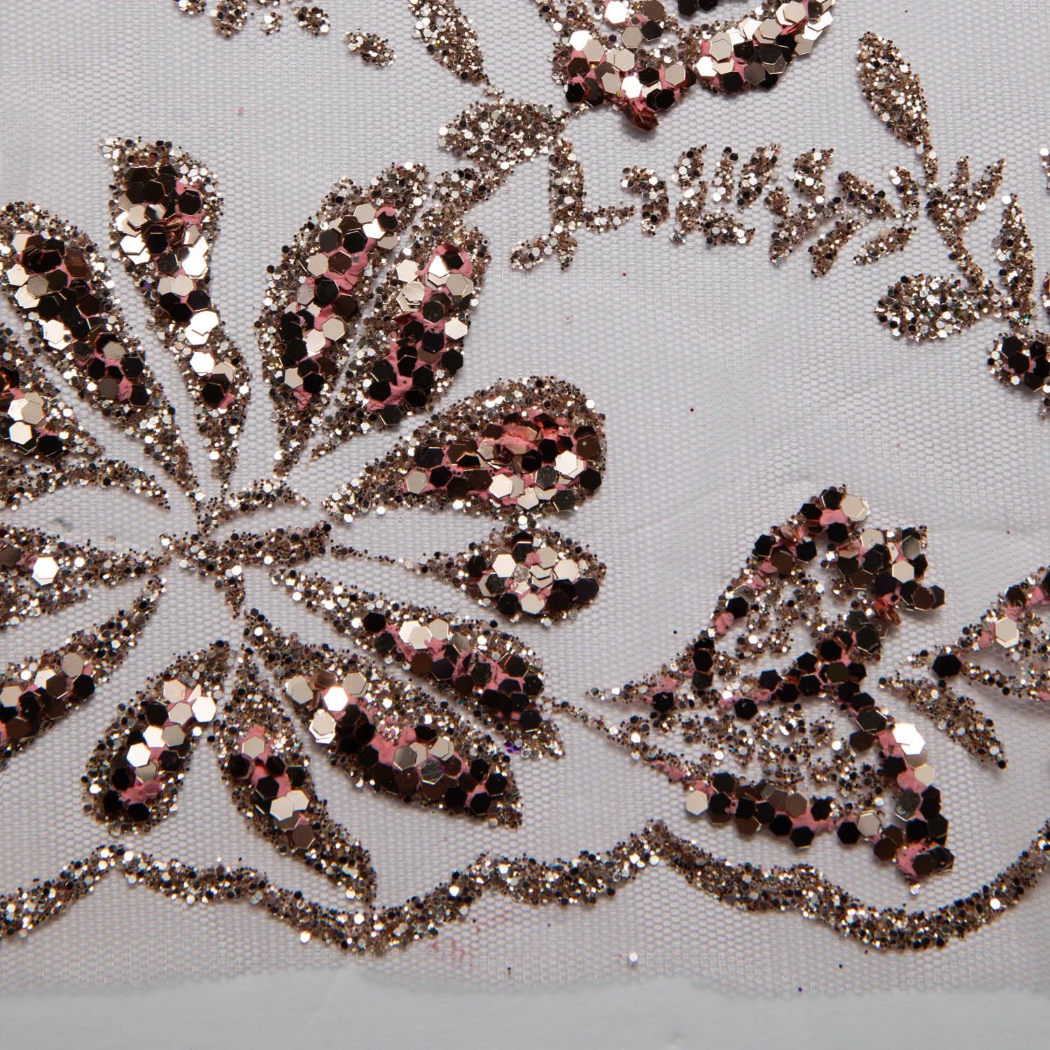 Tulle Lace Fabric with Glitter and Floral Design 58" Wide | Exquisite Fabric