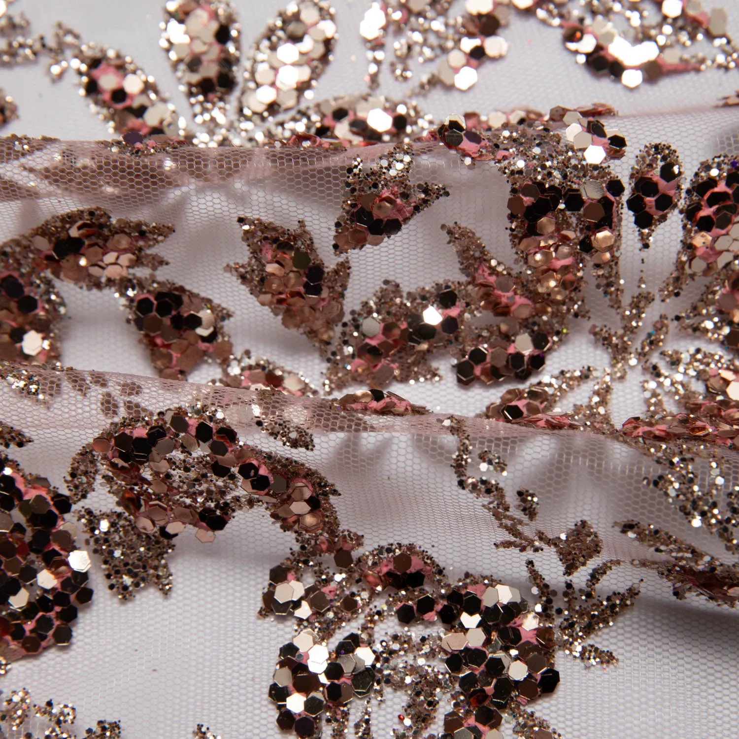 Tulle Lace Fabric with Glitter and Floral Design 58" Wide | Exquisite Fabric